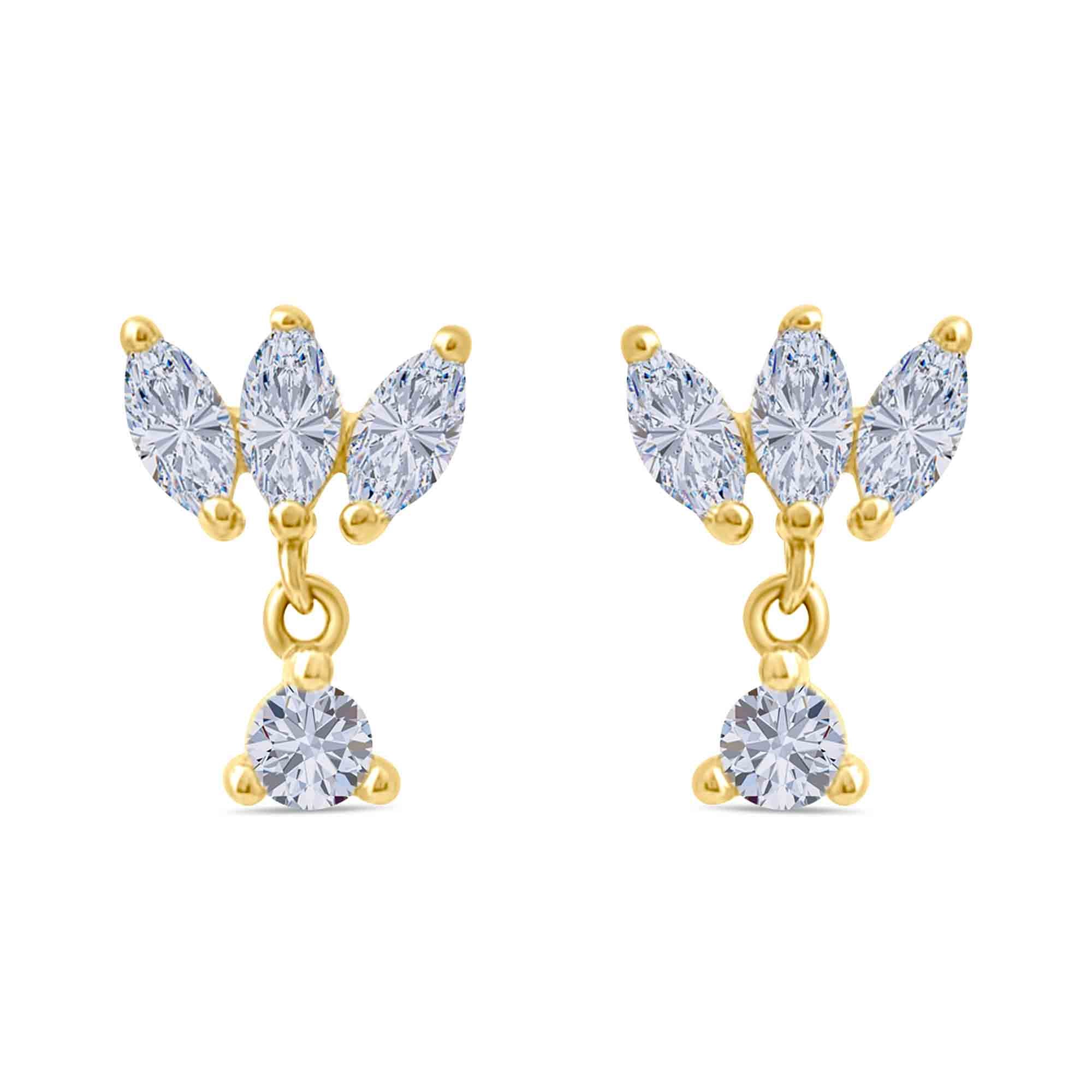 14k gold Marquise Dangle Tragus Piercing on a white background