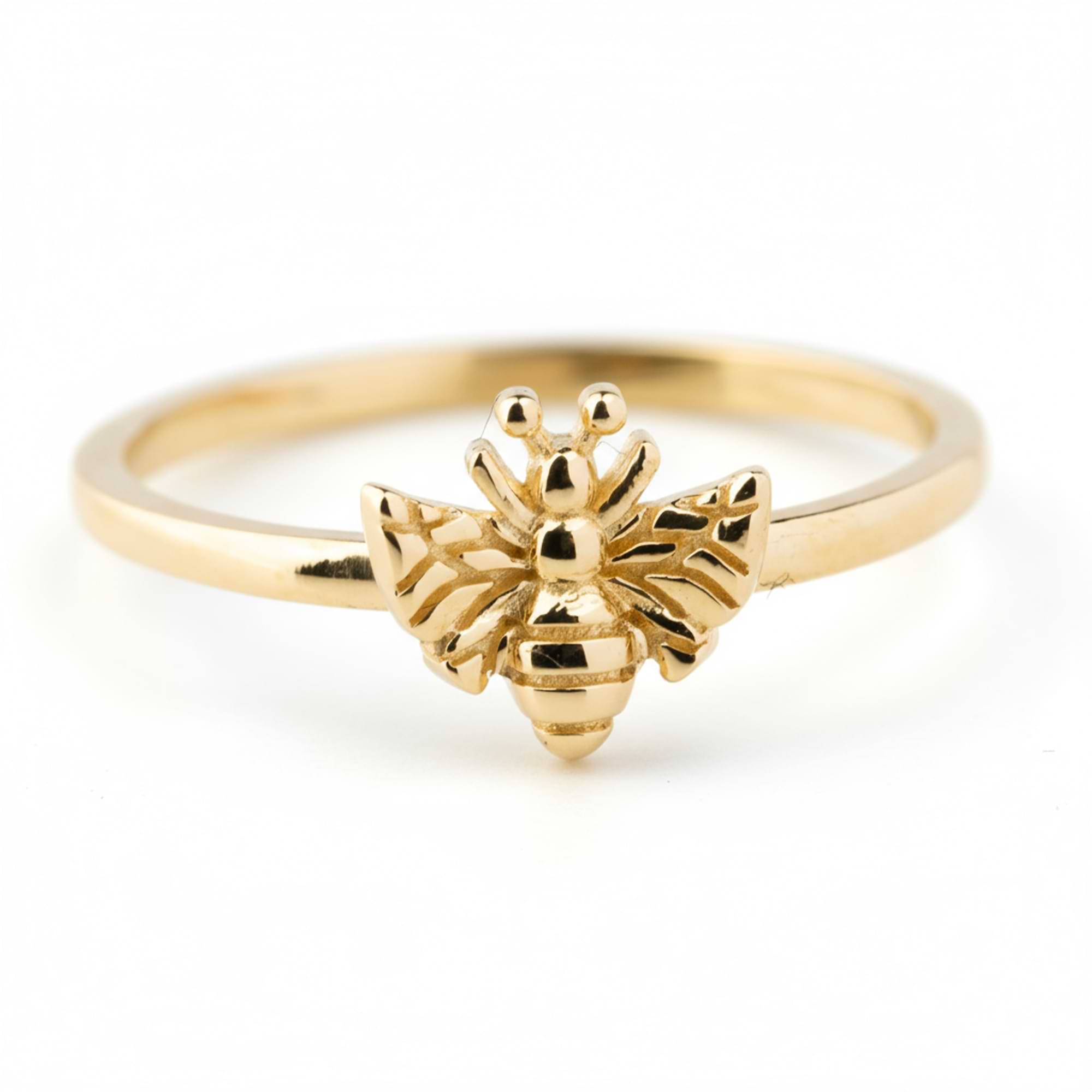 14K Solid Gold Bumble Bee Ring