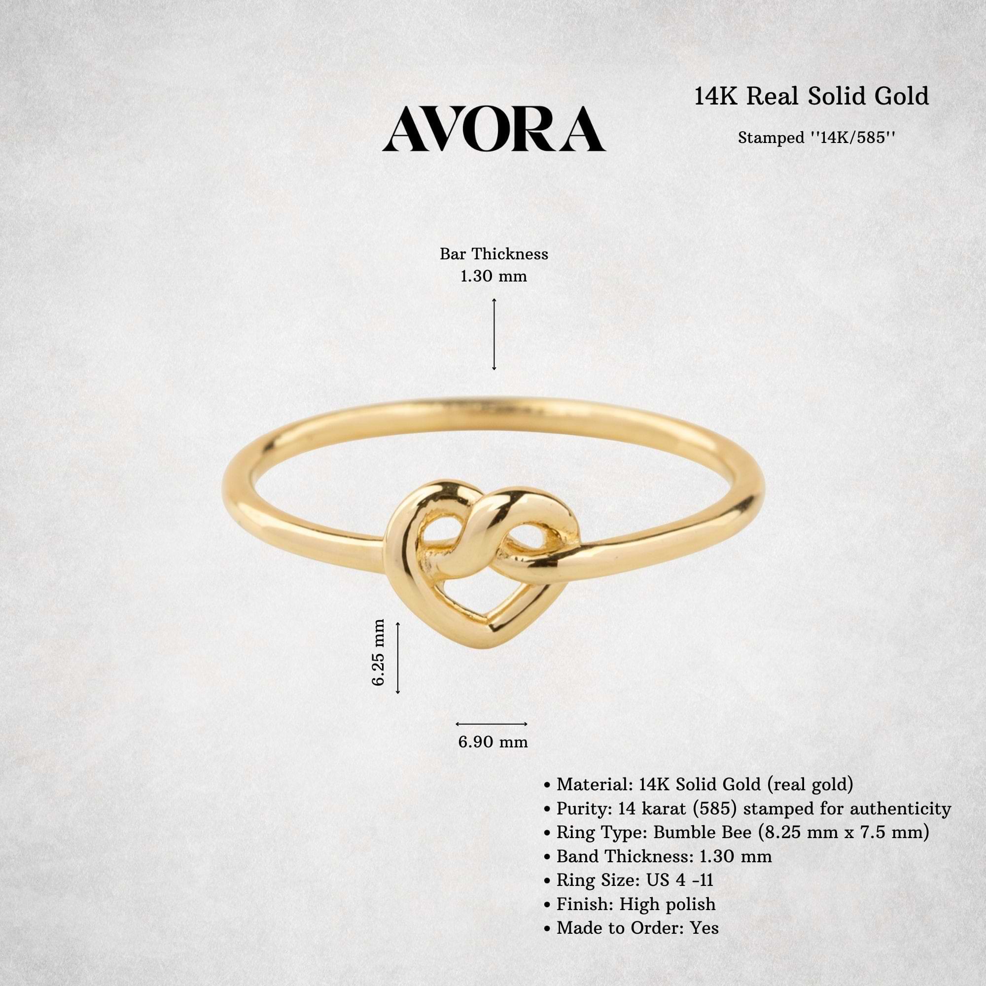 14K Gold Twisted Heart Knot Ring
