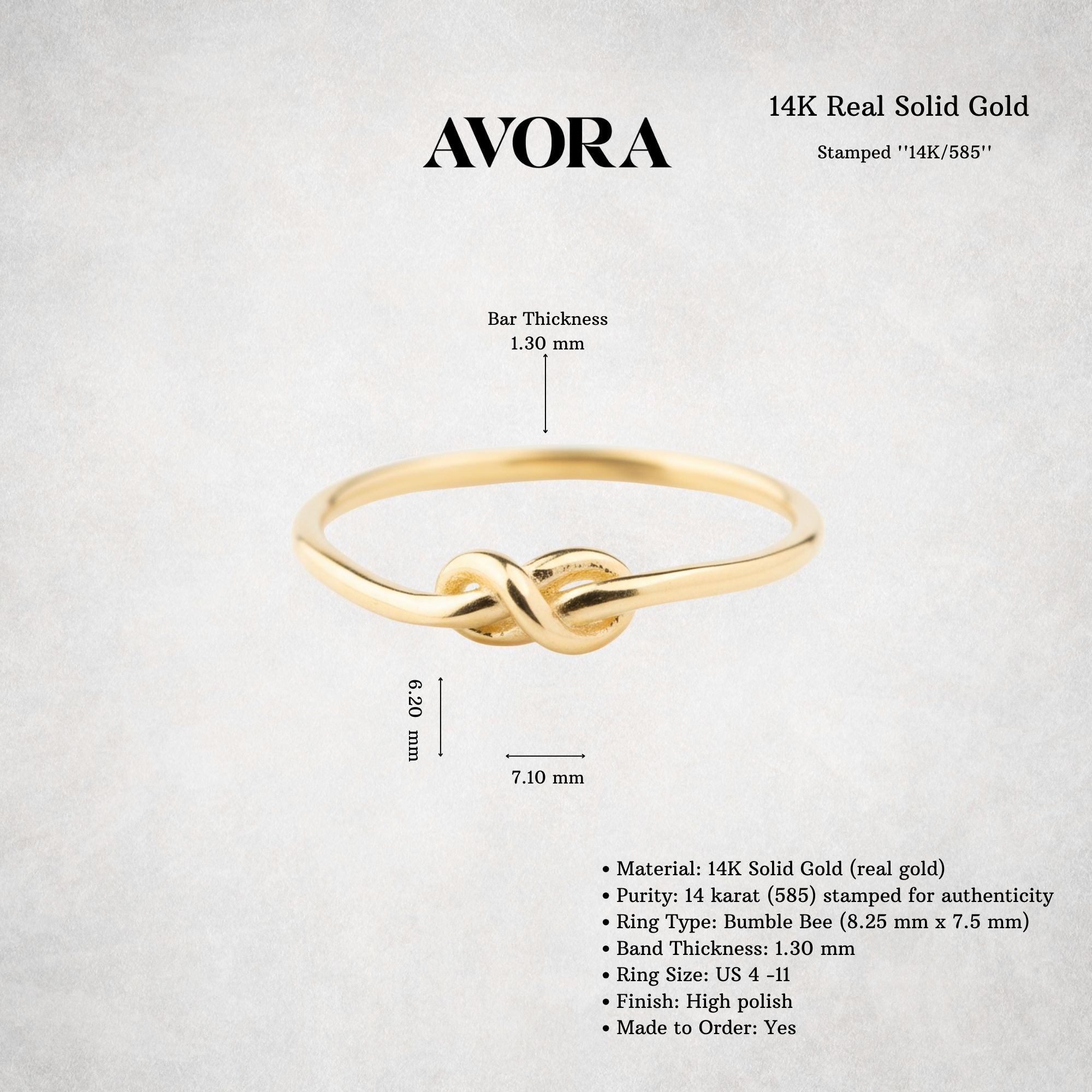 14K Solid Gold Twisted Knot Ring