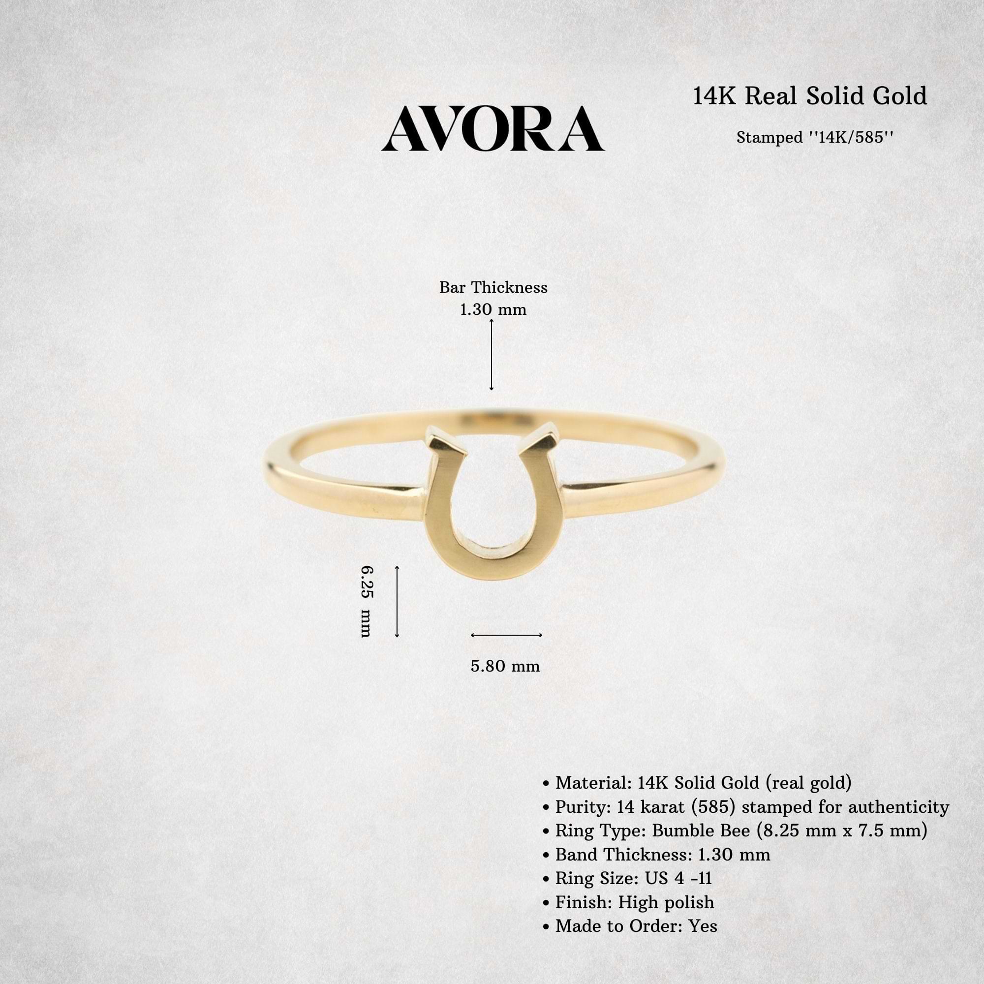 14K Solid Gold Horseshoe Ring