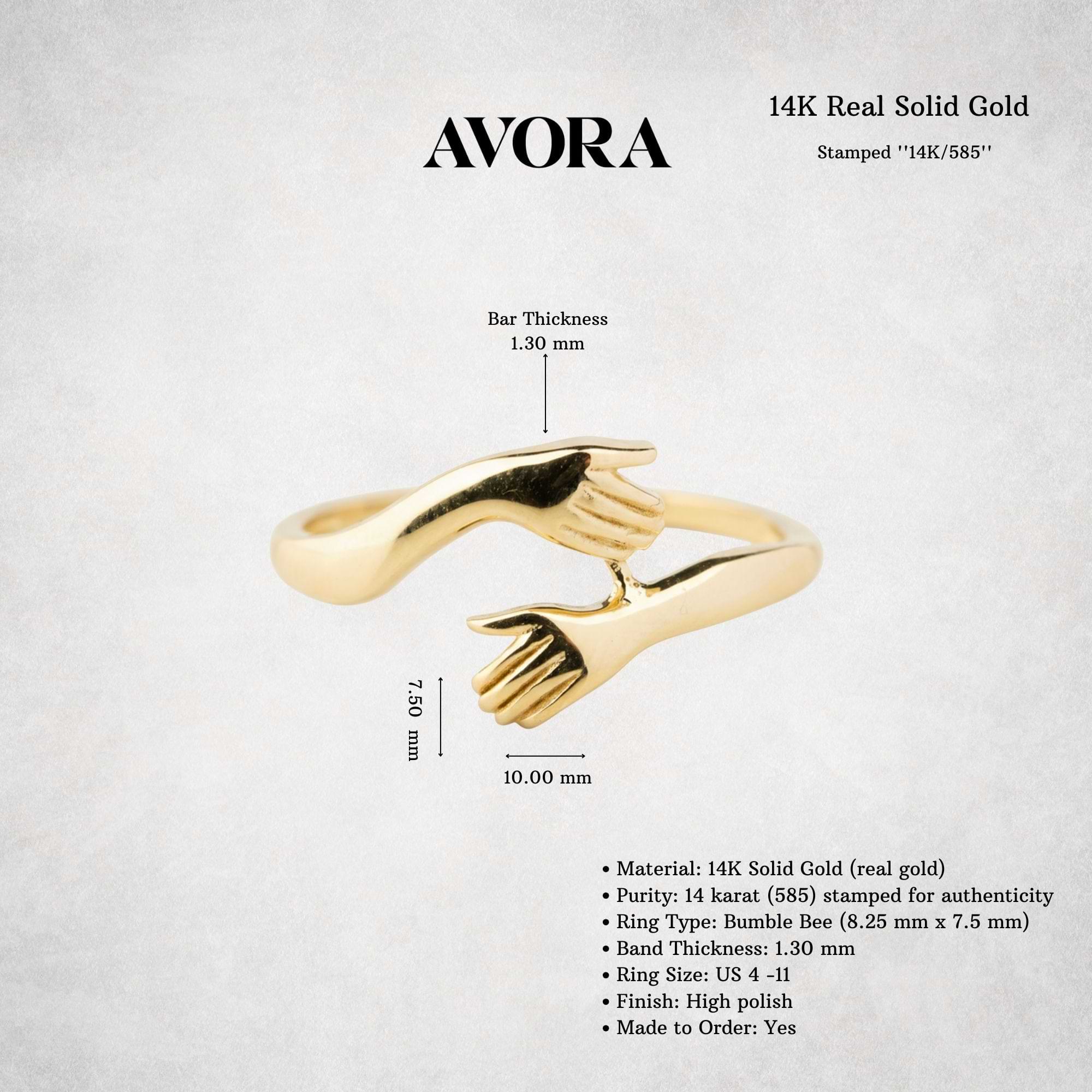 14K Solid Gold Hug Ring