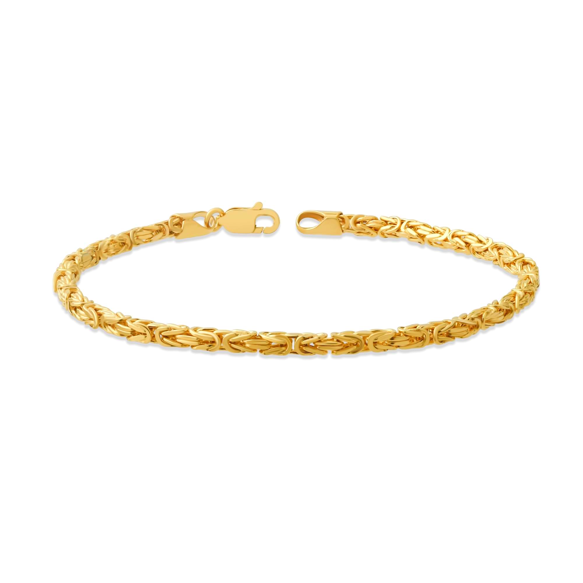 Gold byzantine chain 2.6mm bracelet on a white background
