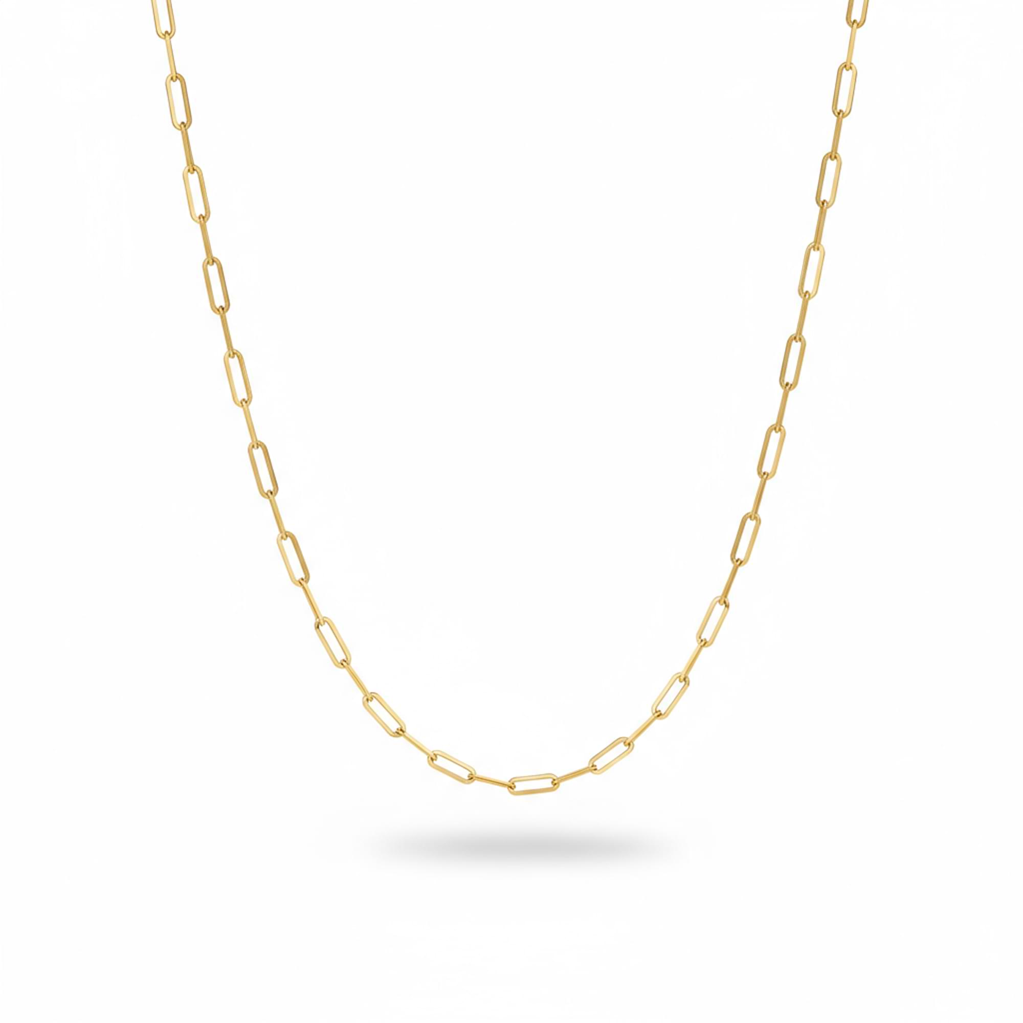14K Gold Paperclip Chain Necklace – 2.4 mm, 14-20 in