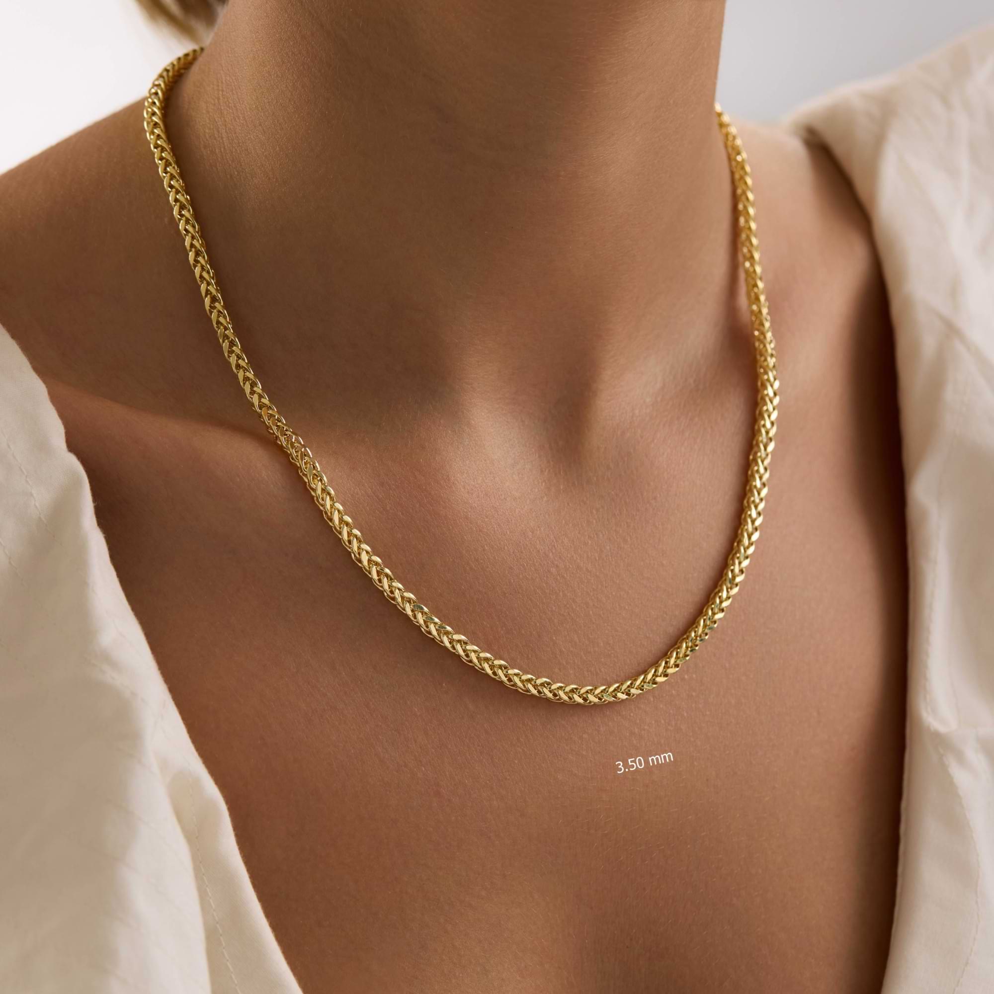 14K Gold Spiga Chain Necklace – 3.5 mm, 16-22 in