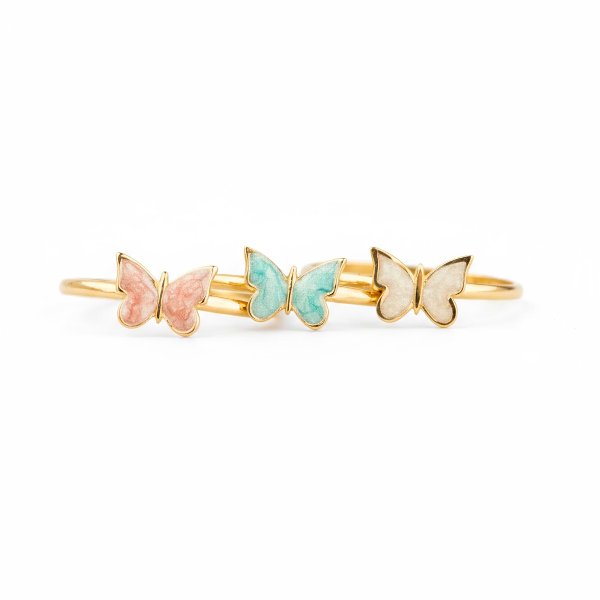 14k Gold Pink Butterfly Ring