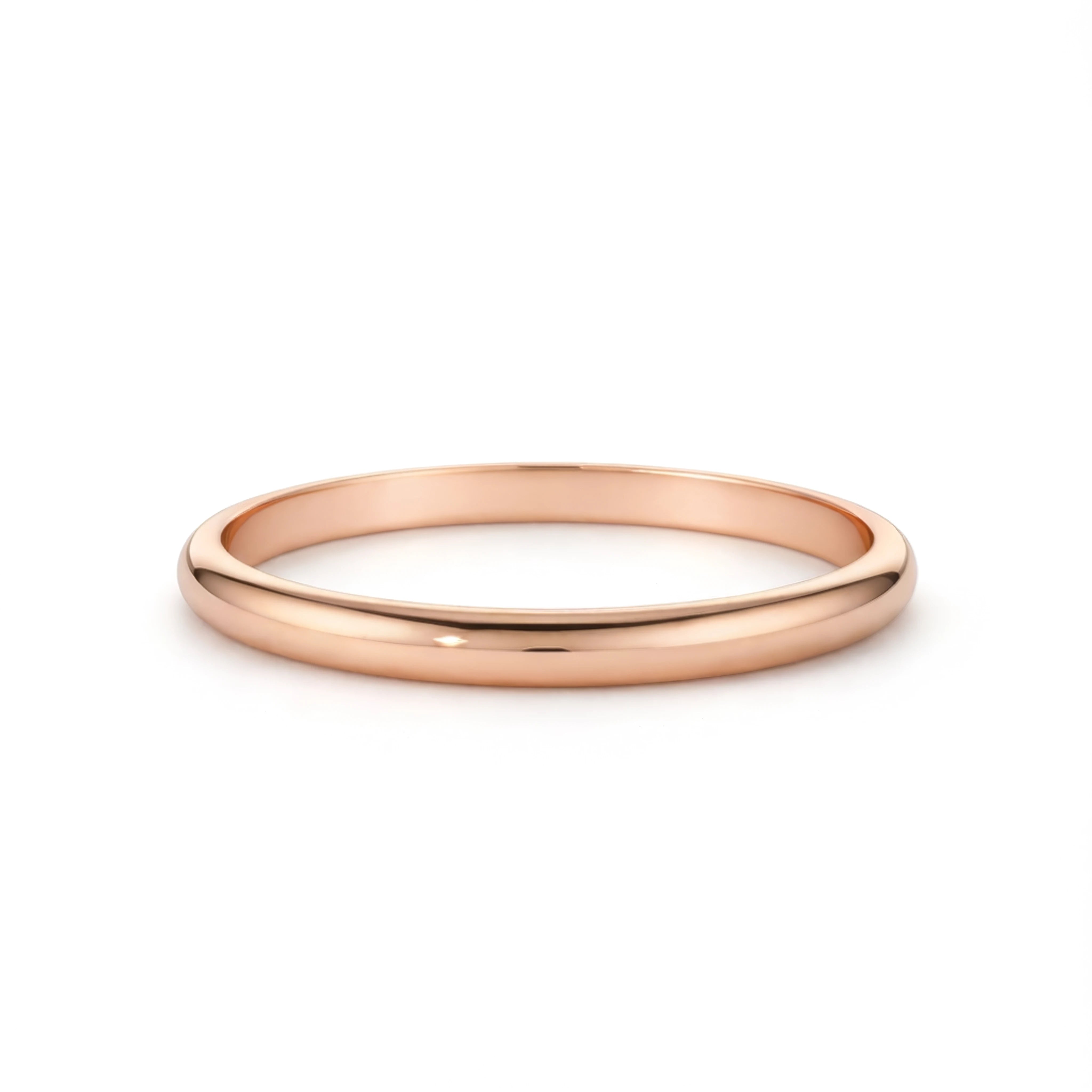 Rose gold ring on a white background
