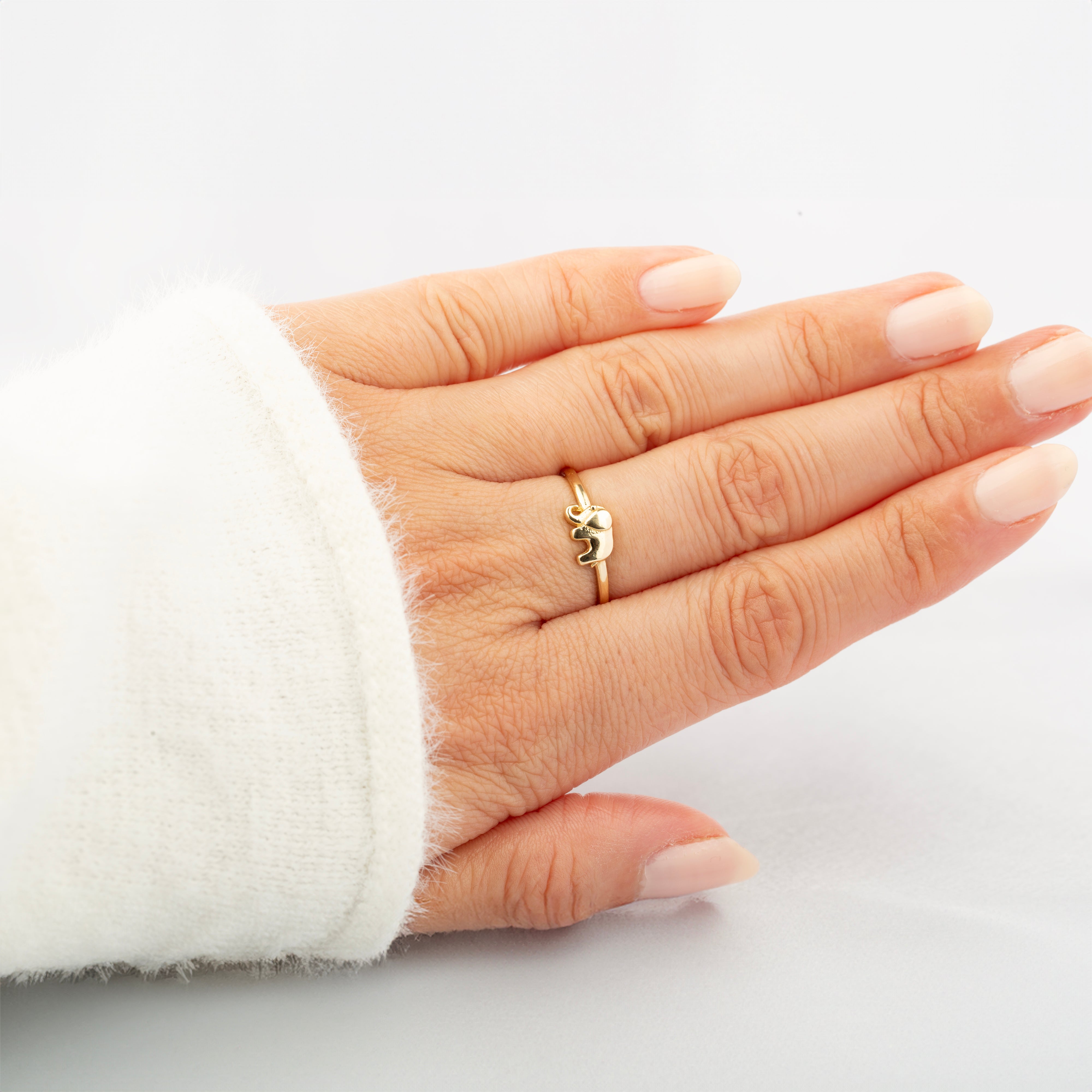 14K Solid Gold Elephant Ring