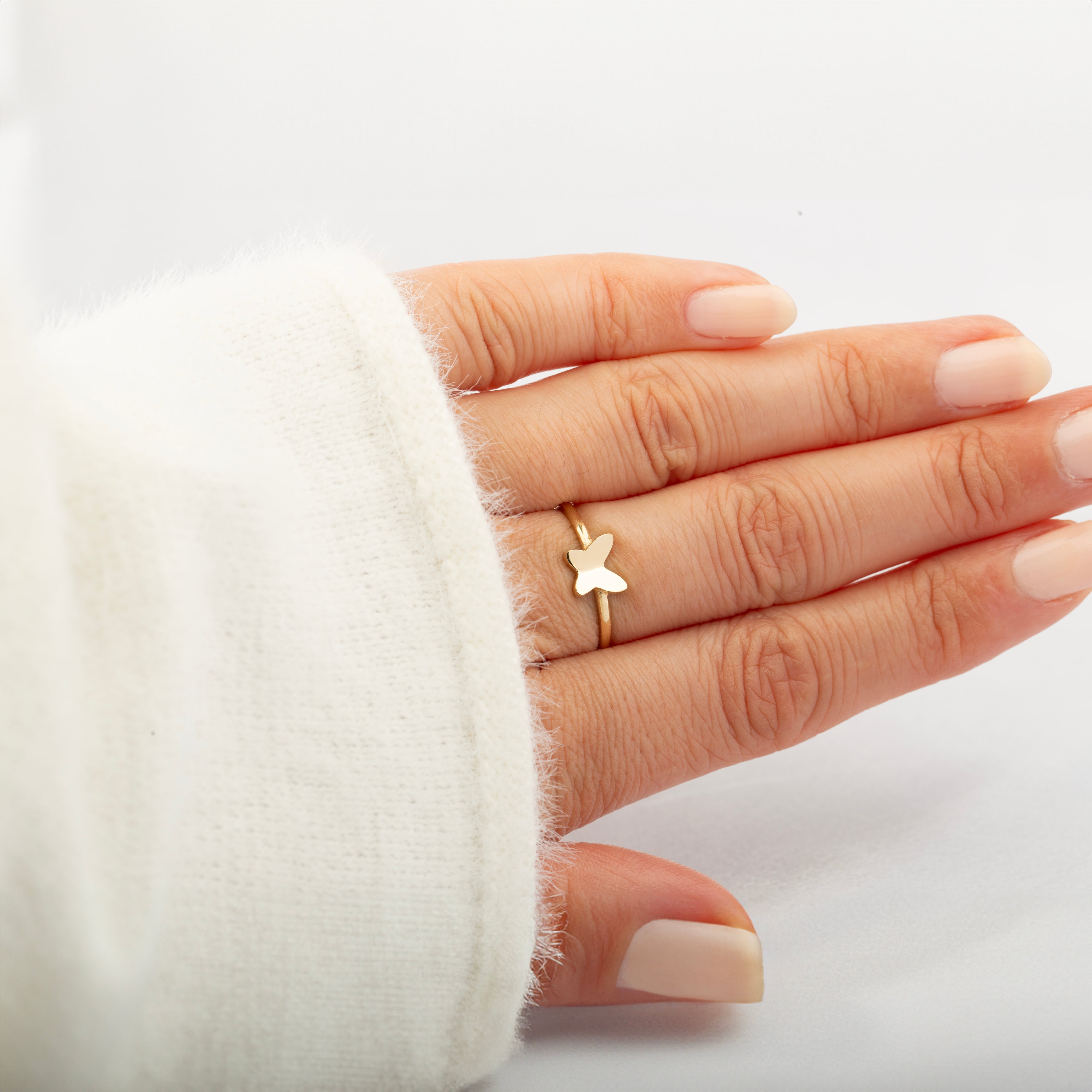14K Solid Gold Butterfly Ring
