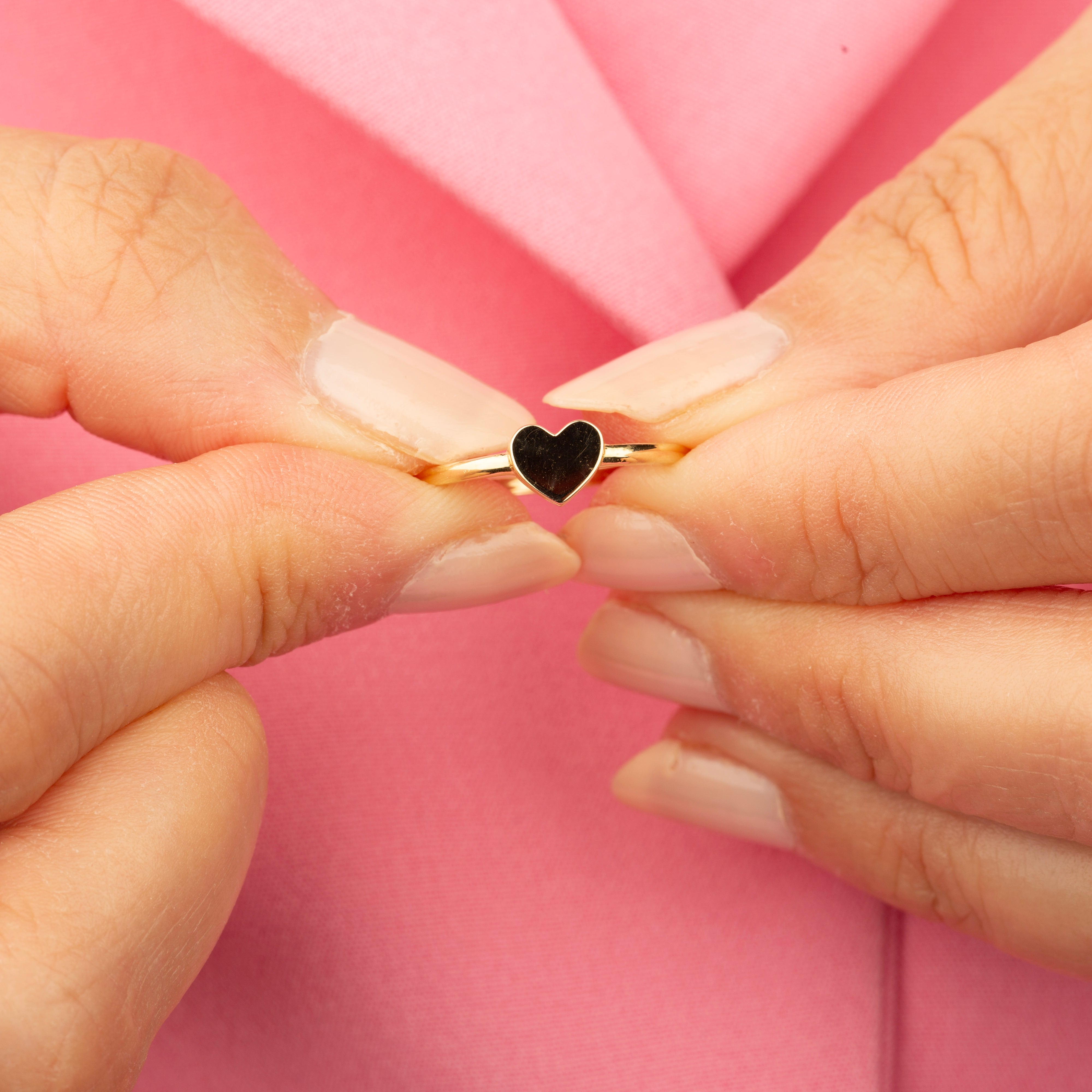 14K Solid Gold Heart Signet Ring