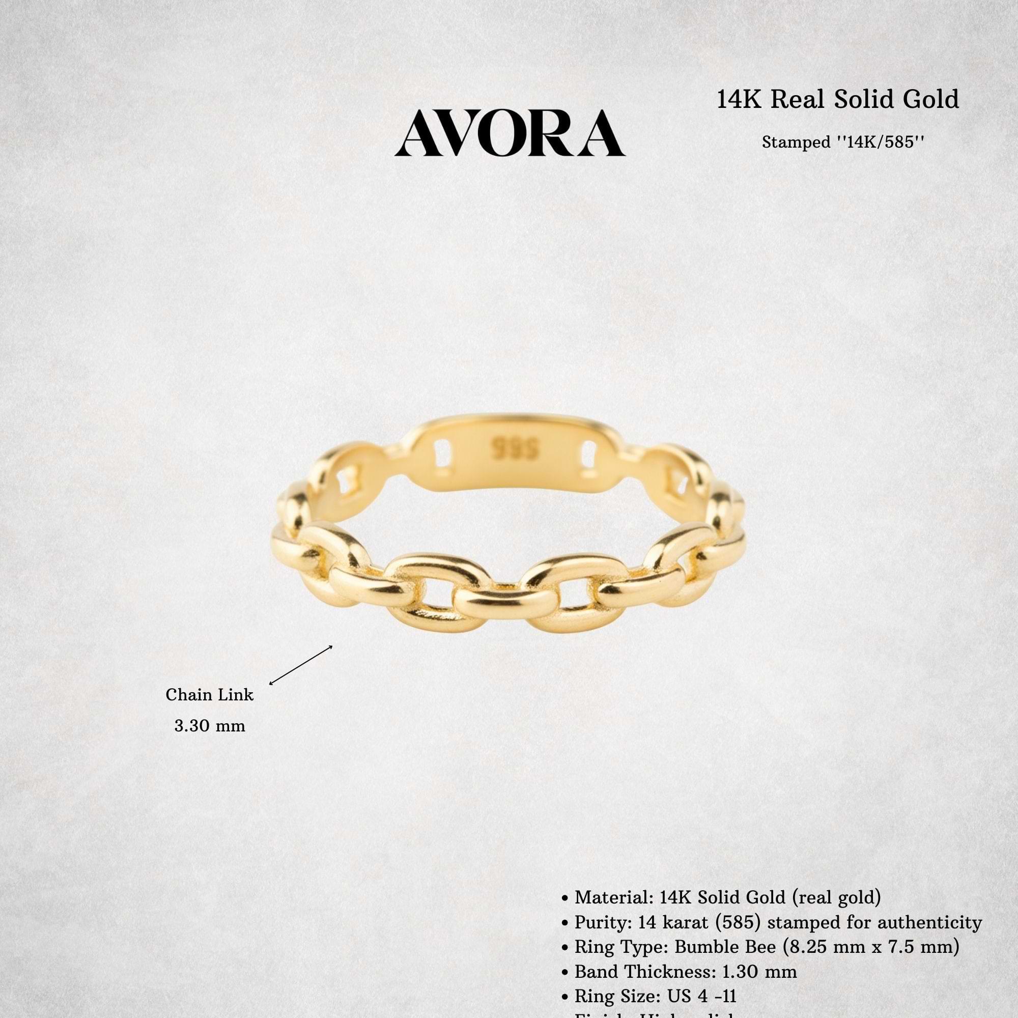 14K Solid Gold Chain Link Ring