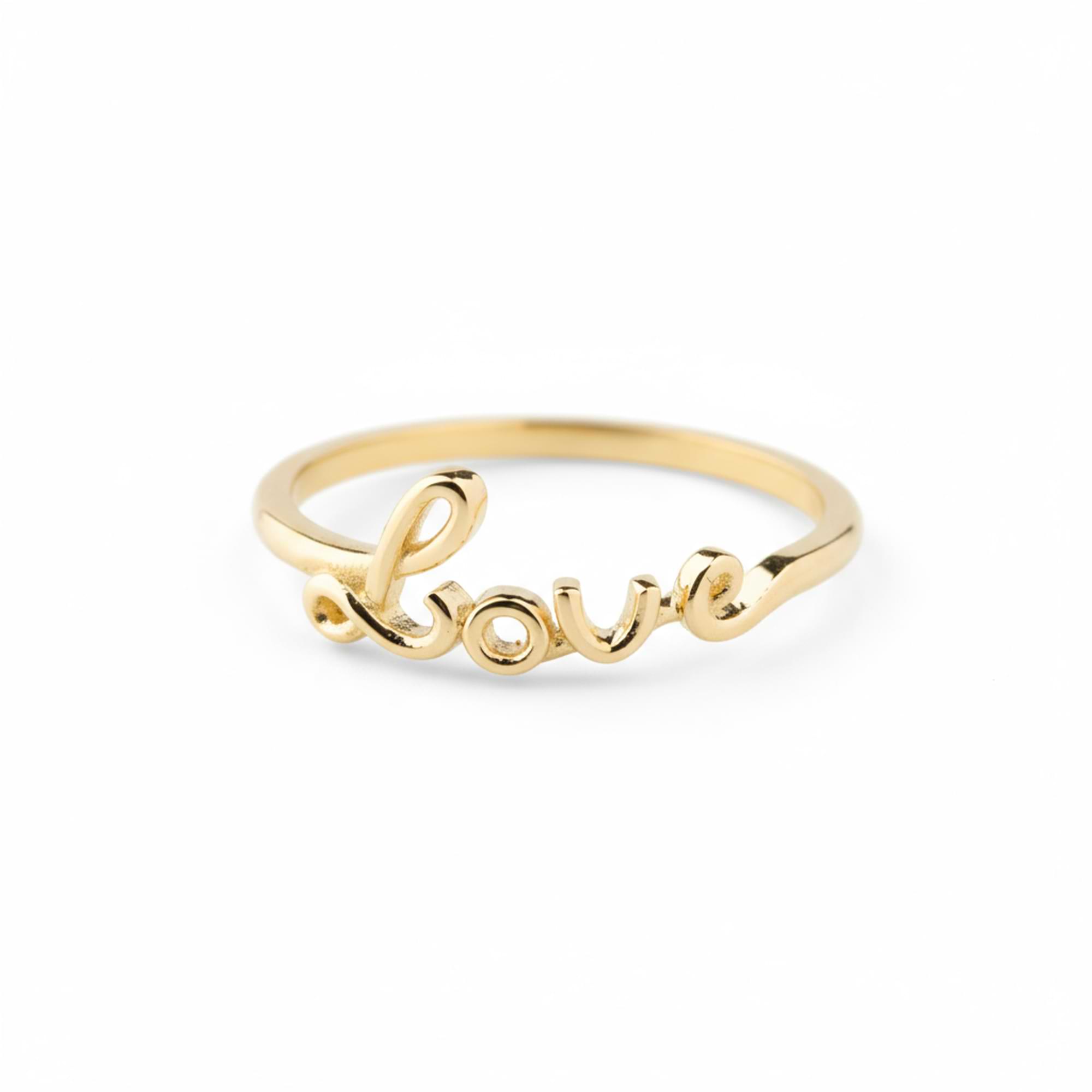 14K Real Gold Cursive Love Ring