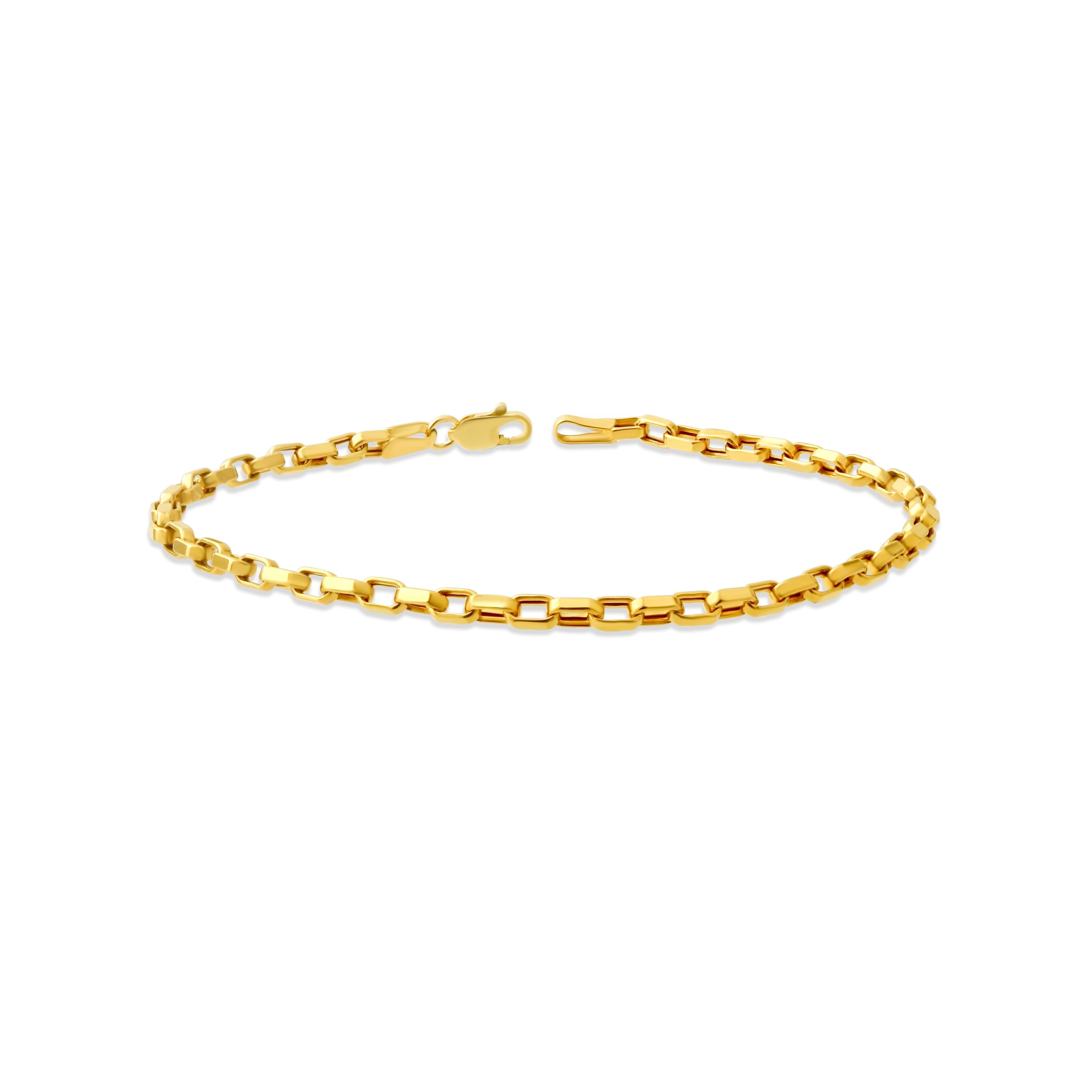 Gold 2.45mm cable chain bracelet on a white background