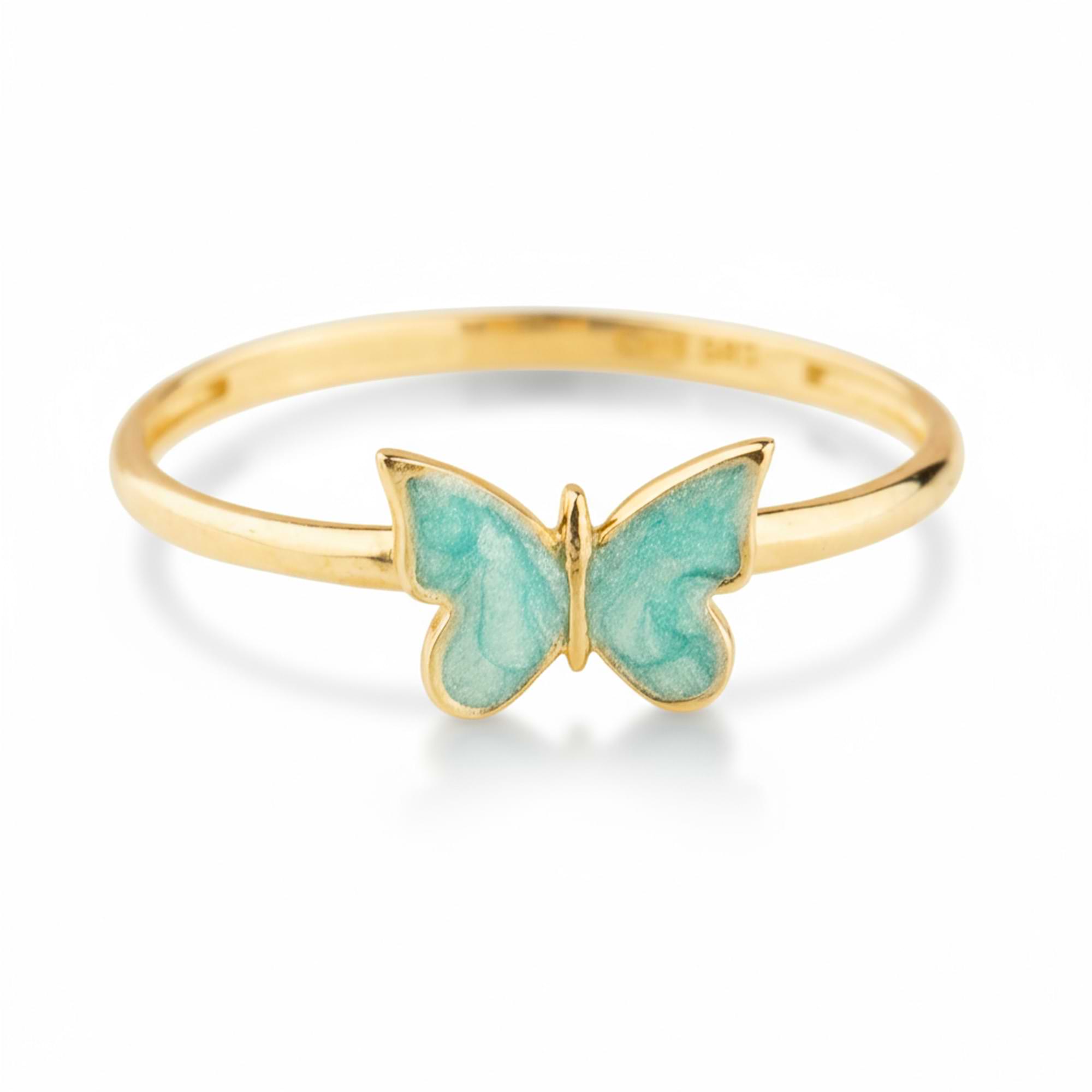 14k Gold Blue Butterfly Ring