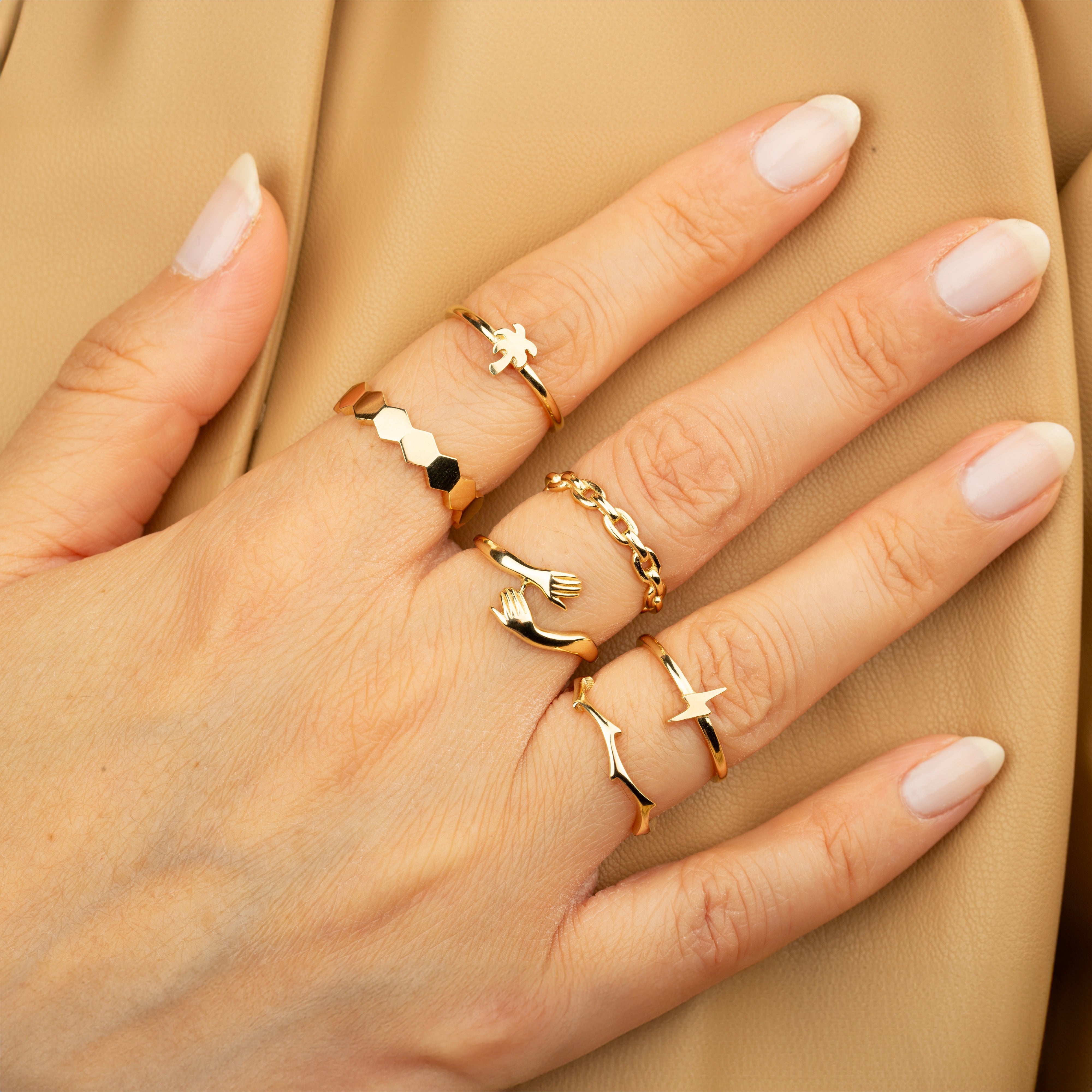 14K Real Gold Cursive Love Ring