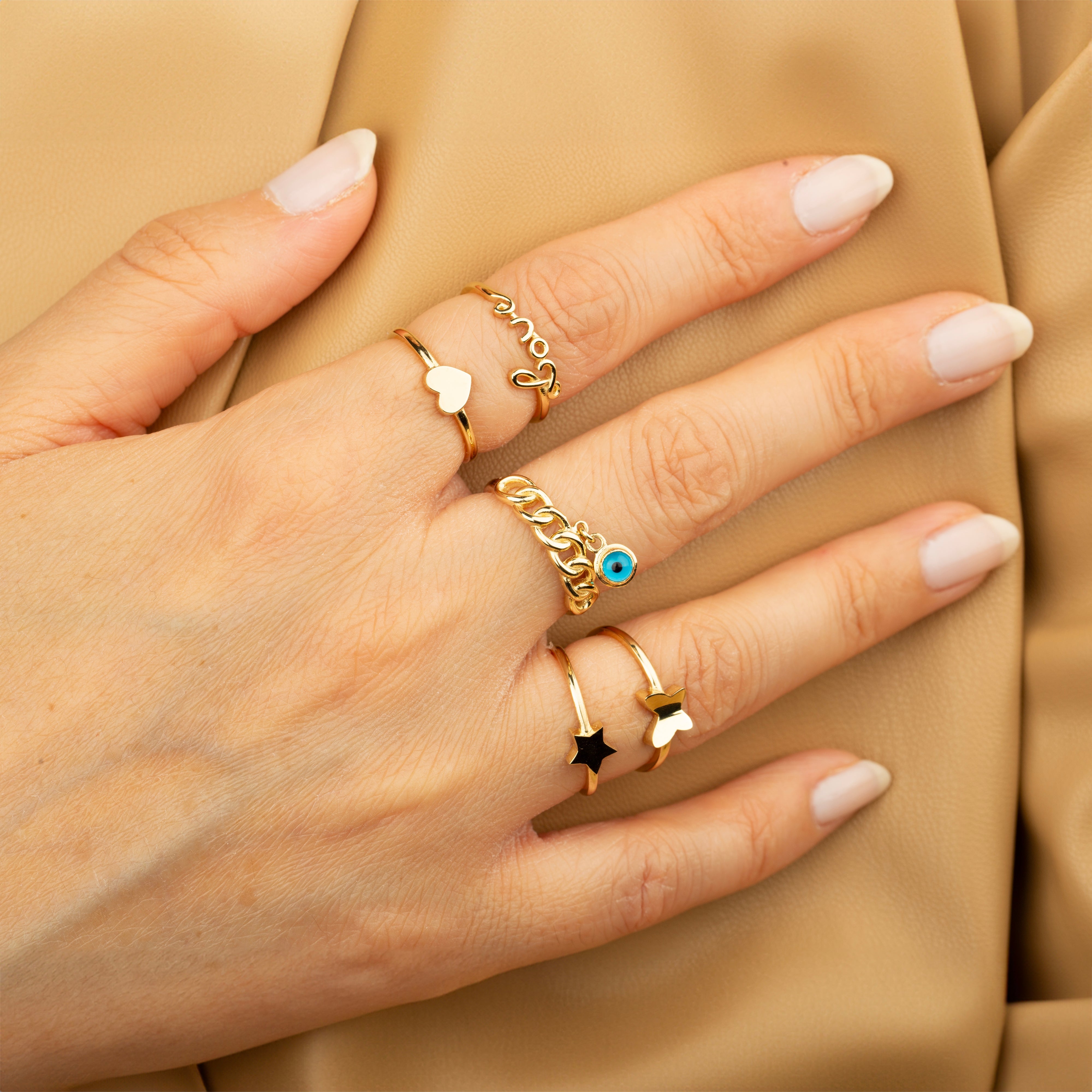 14K Solid Gold Dove Bird Ring