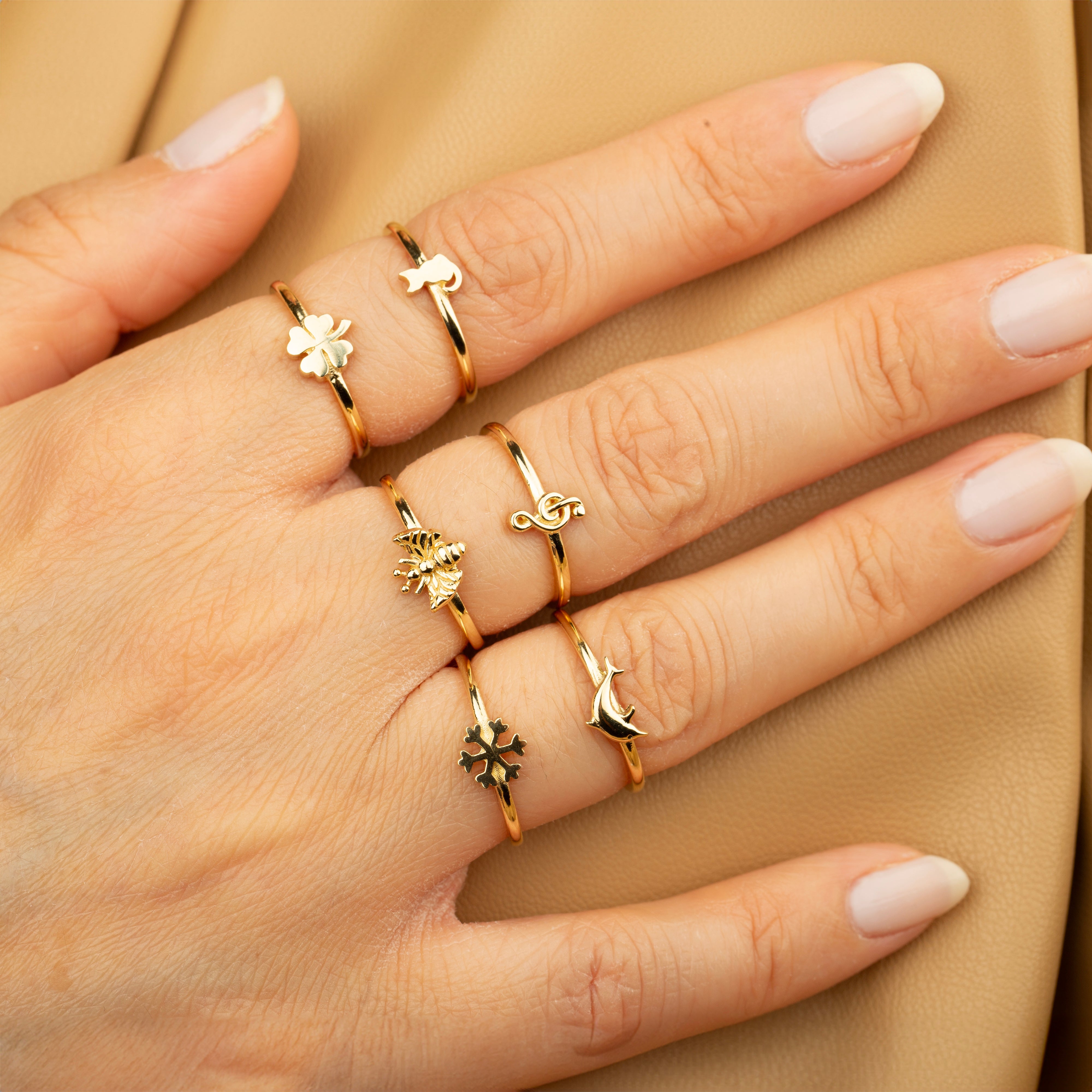 14K Solid Gold Thorn Branch Ring