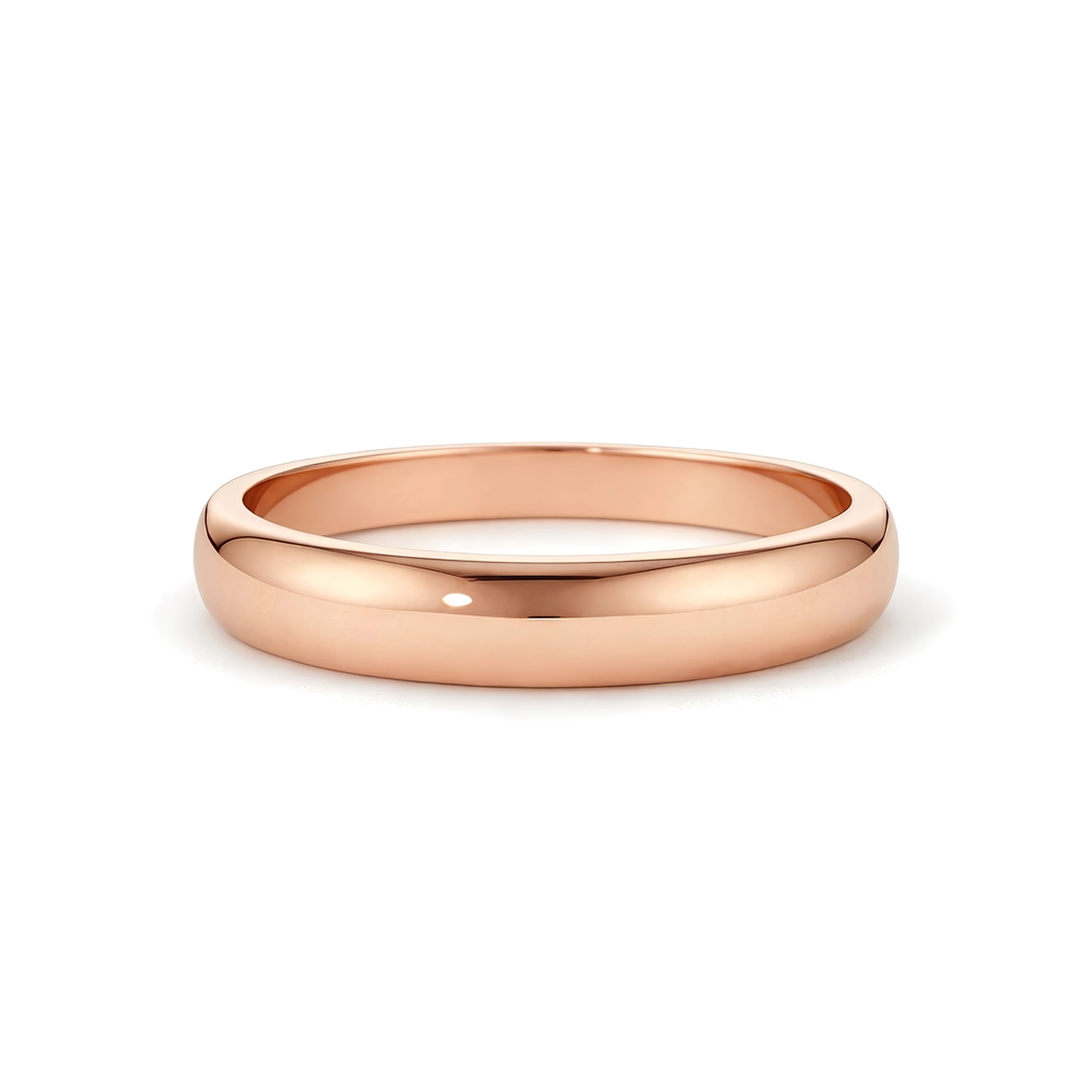 Rose gold ring on a white background