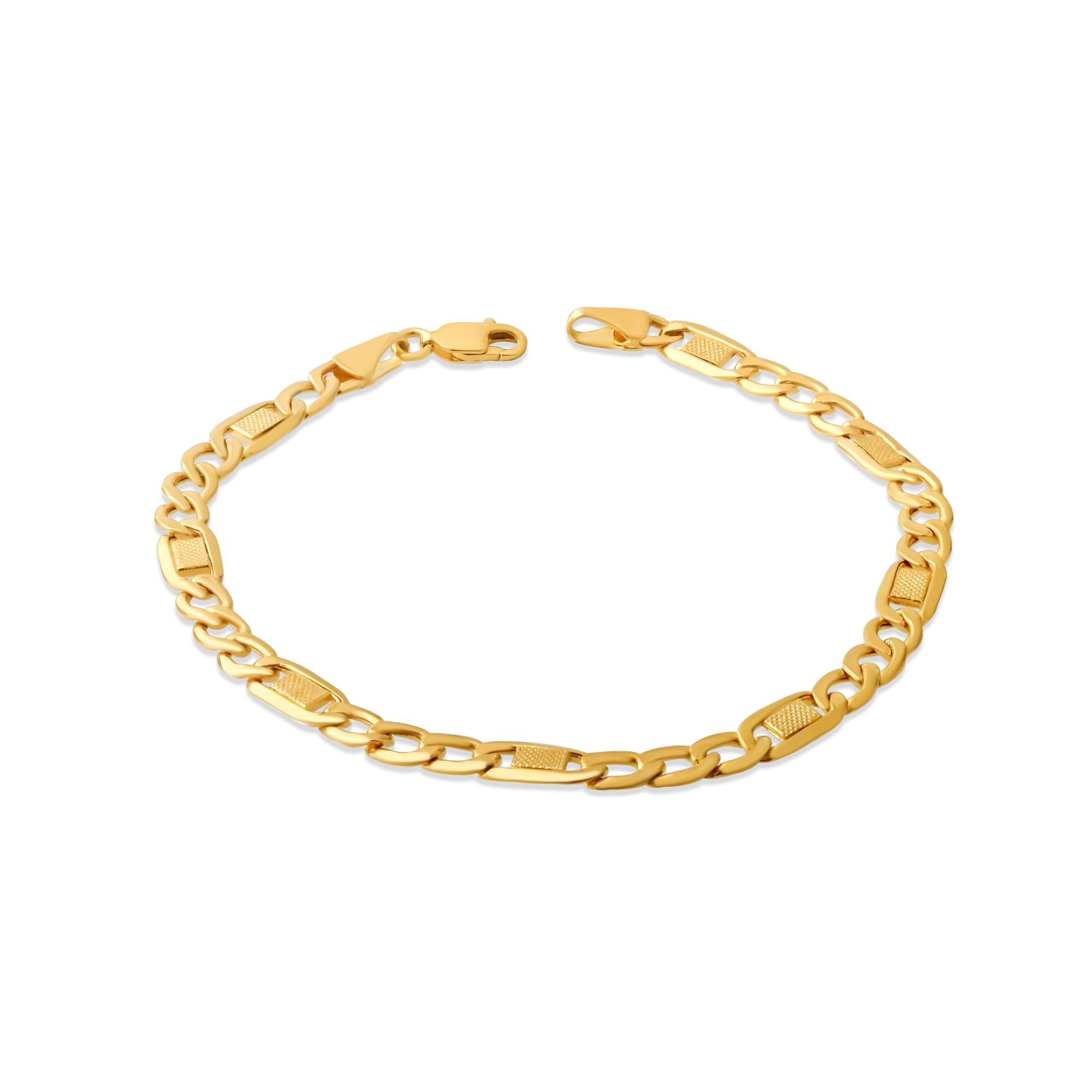 Gold chain bracelet on a white background