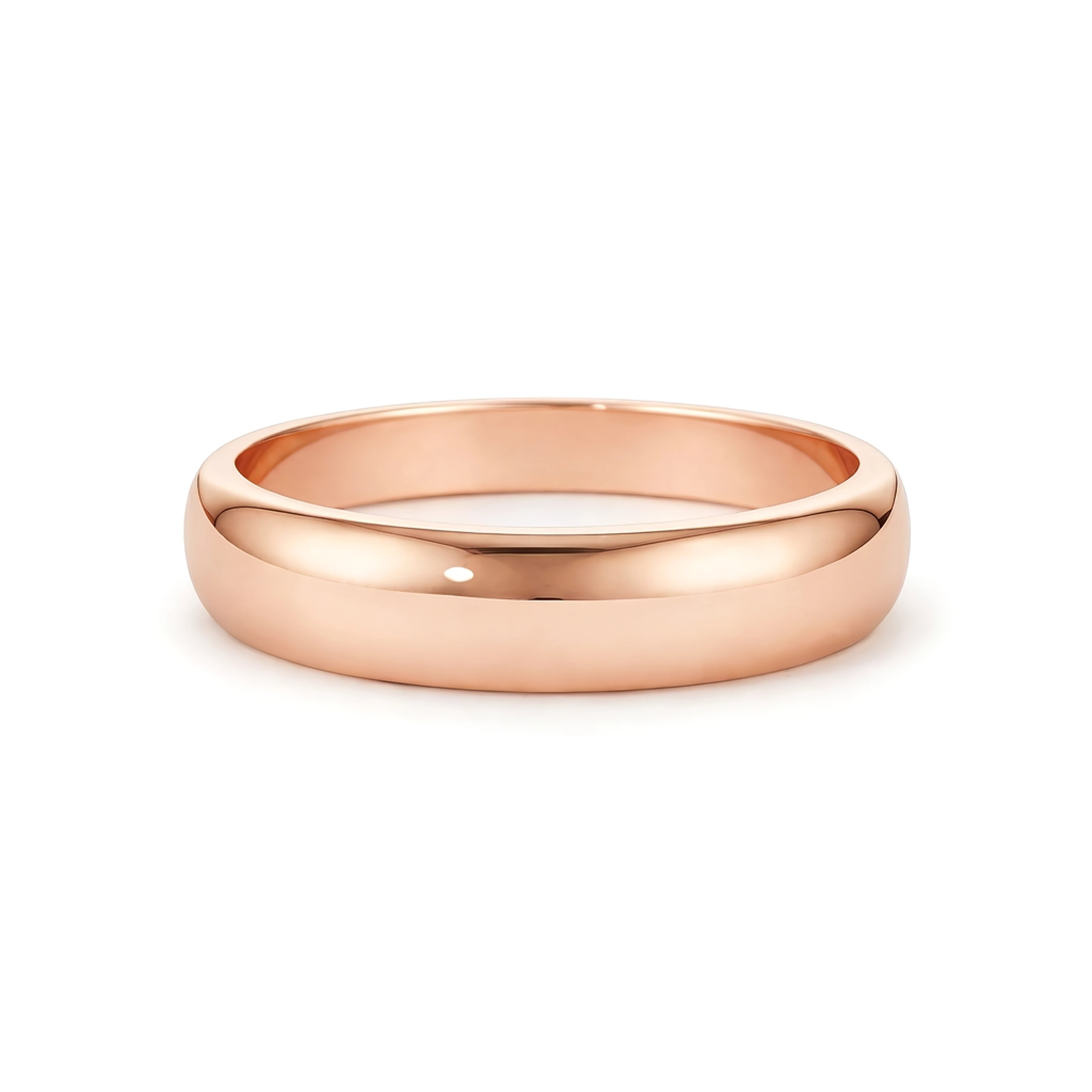 Rose gold ring on a white background