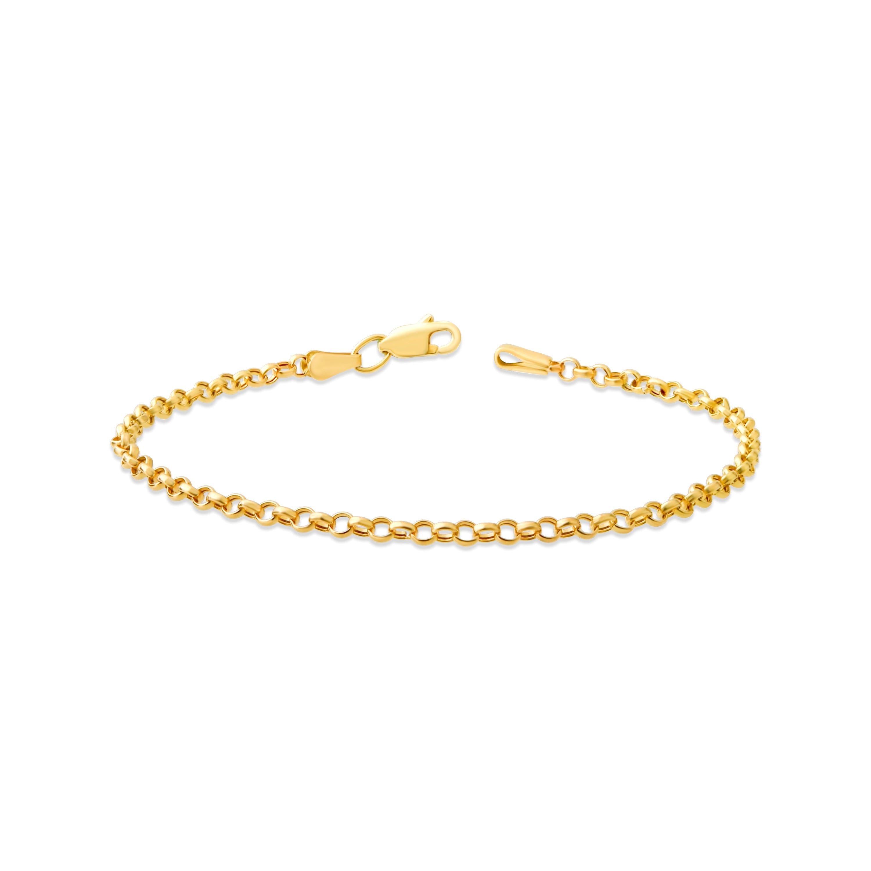14K Gold Rolo Chain Bracelet – 2.4 mm, 6-7.5 in