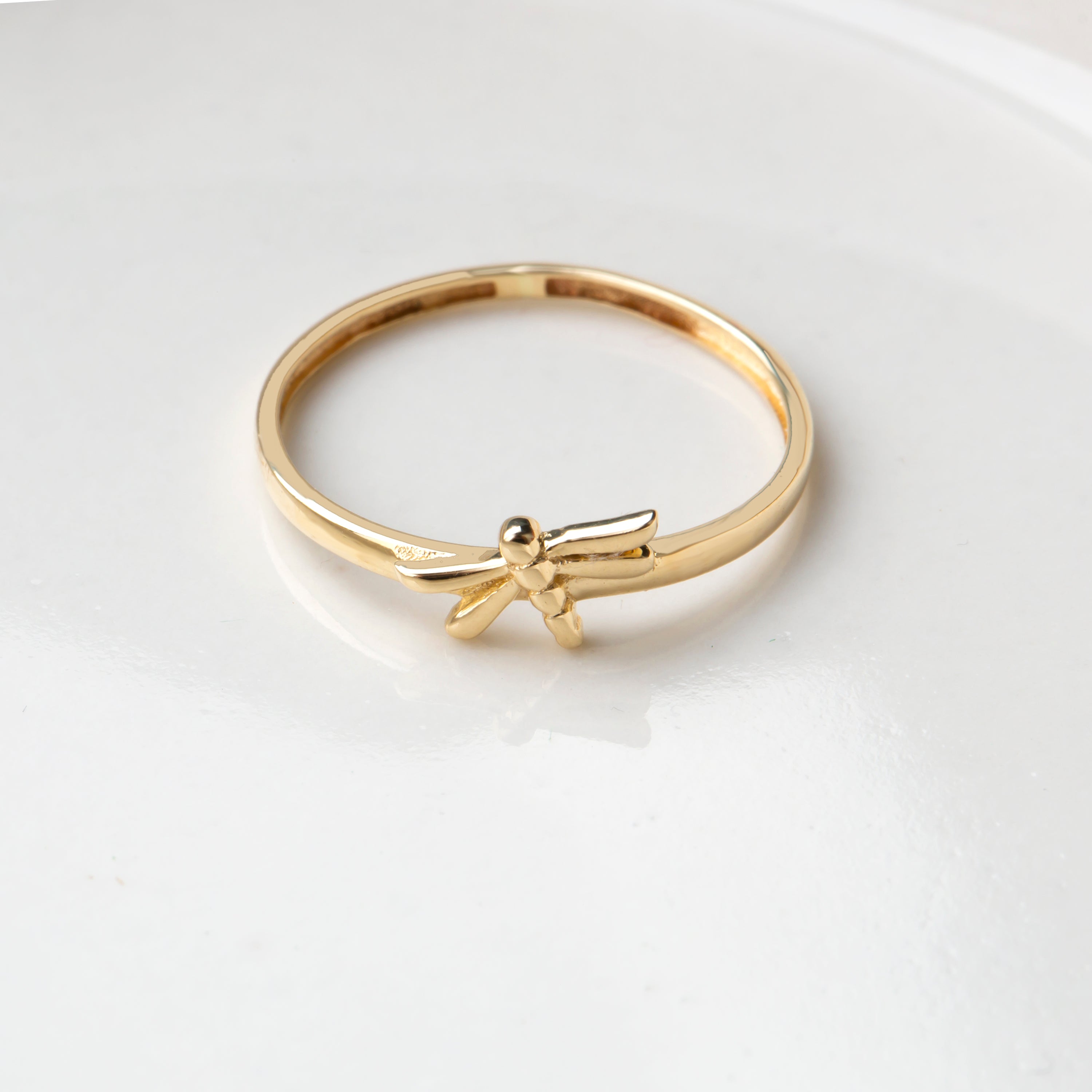 14K Solid Gold Dragonfly Ring