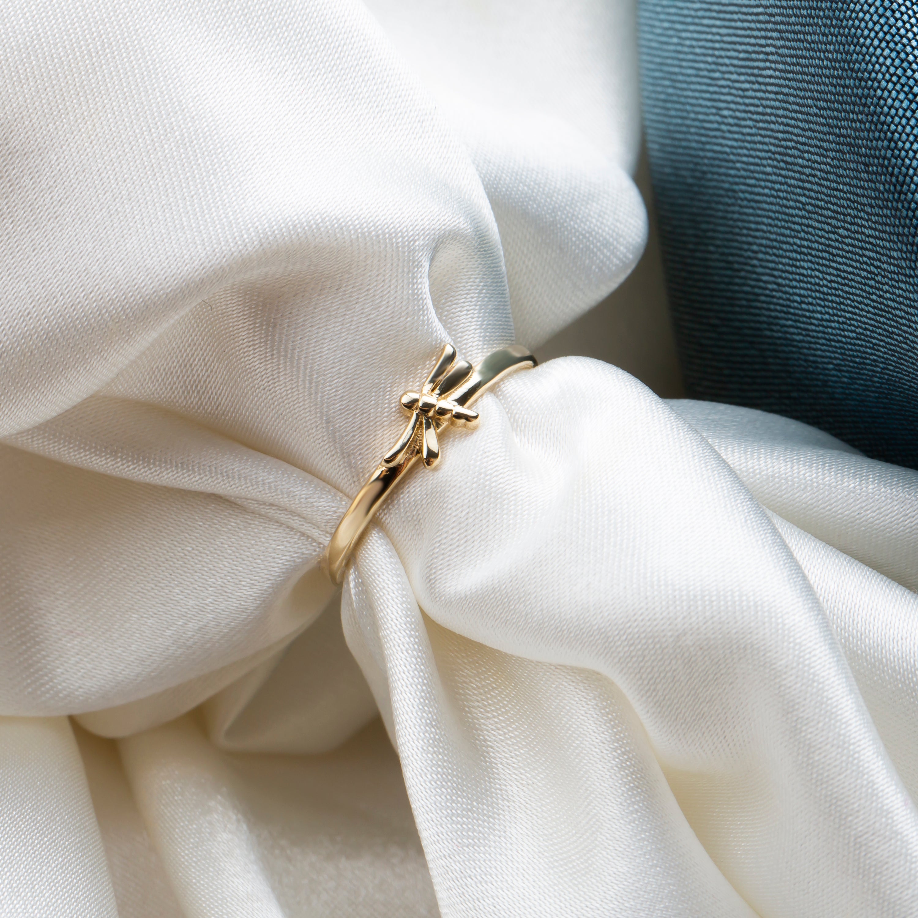 14K Solid Gold Dragonfly Ring