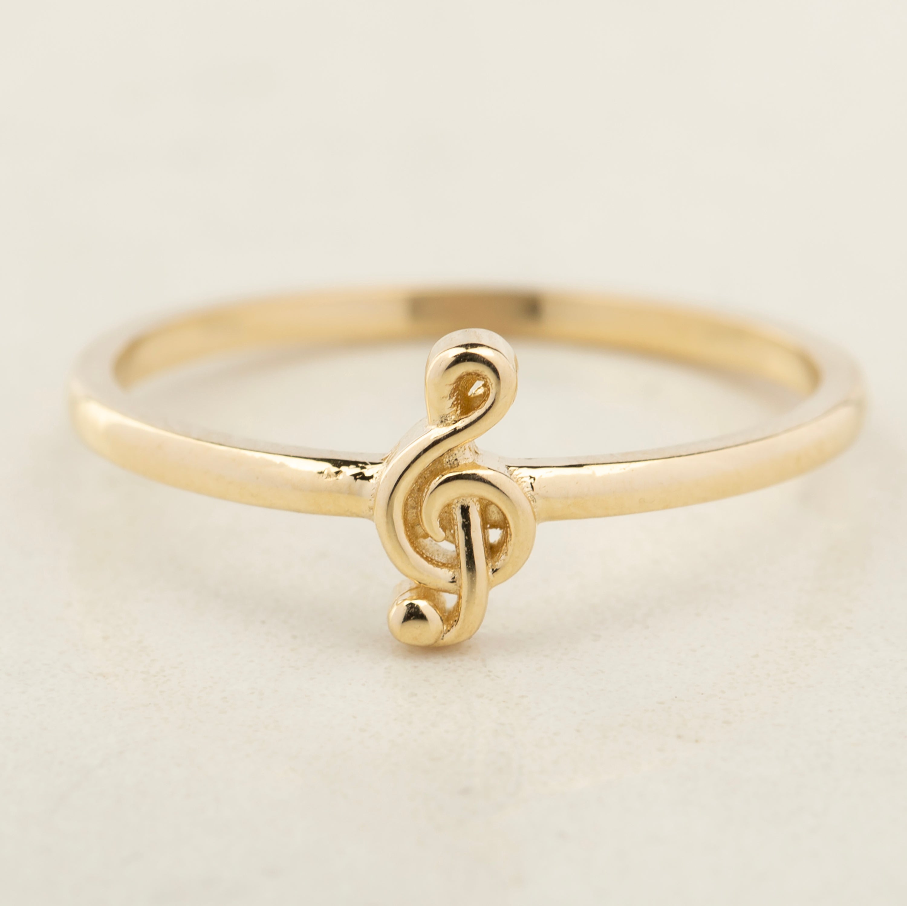 14K Solid Gold Treble Clef Ring