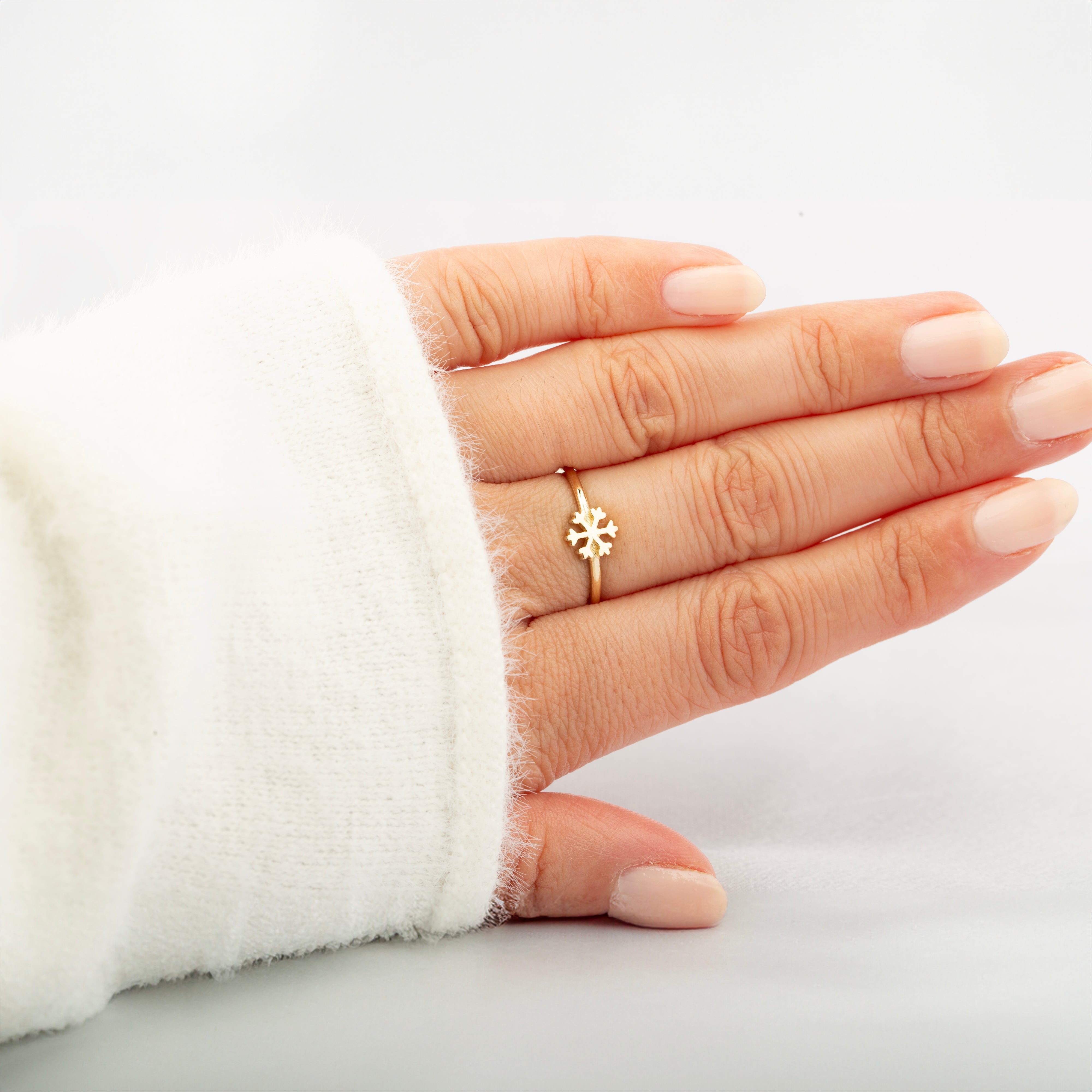 14K Solid Gold Snowflake Ring
