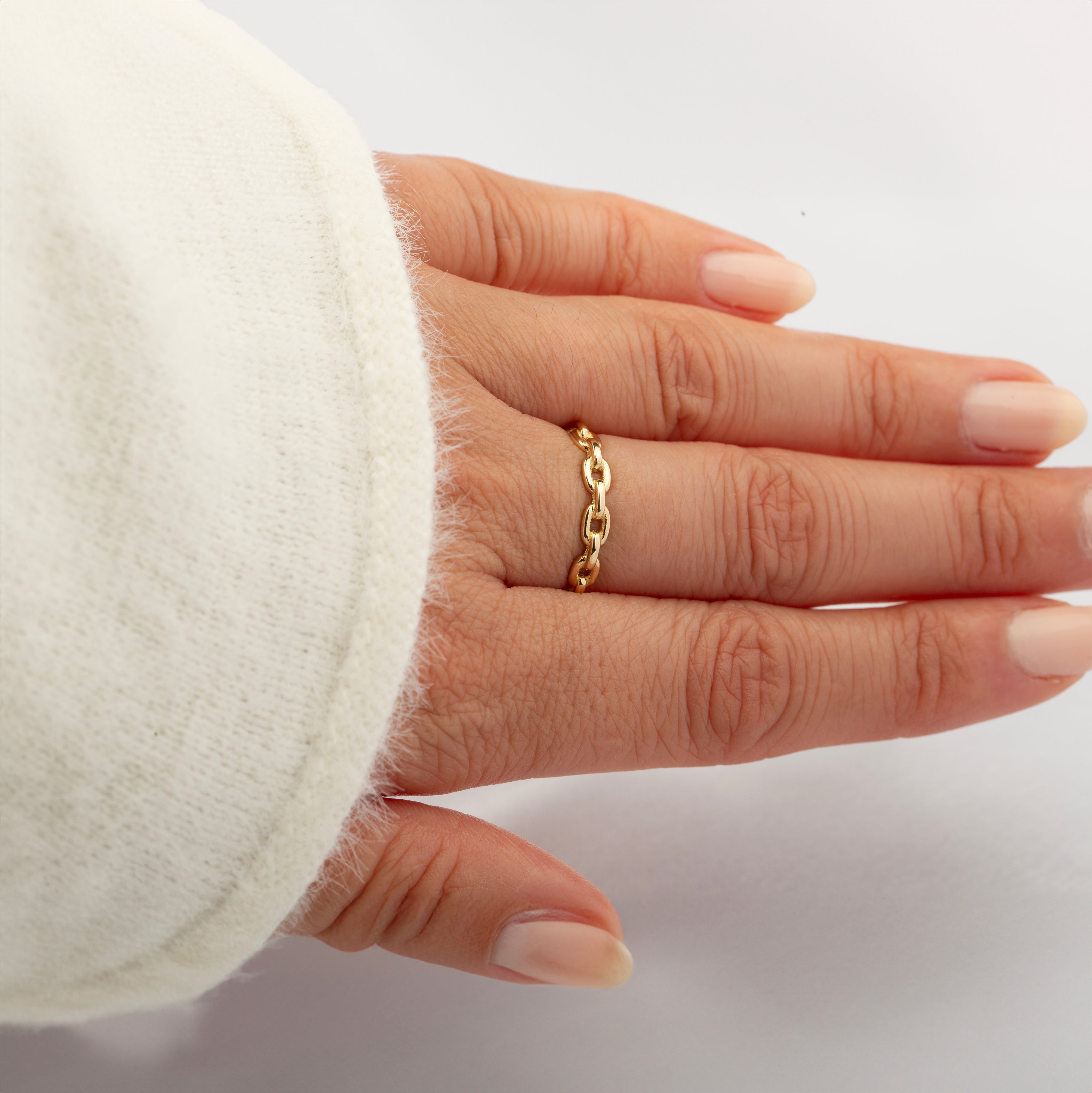 14K Solid Gold Chain Link Ring