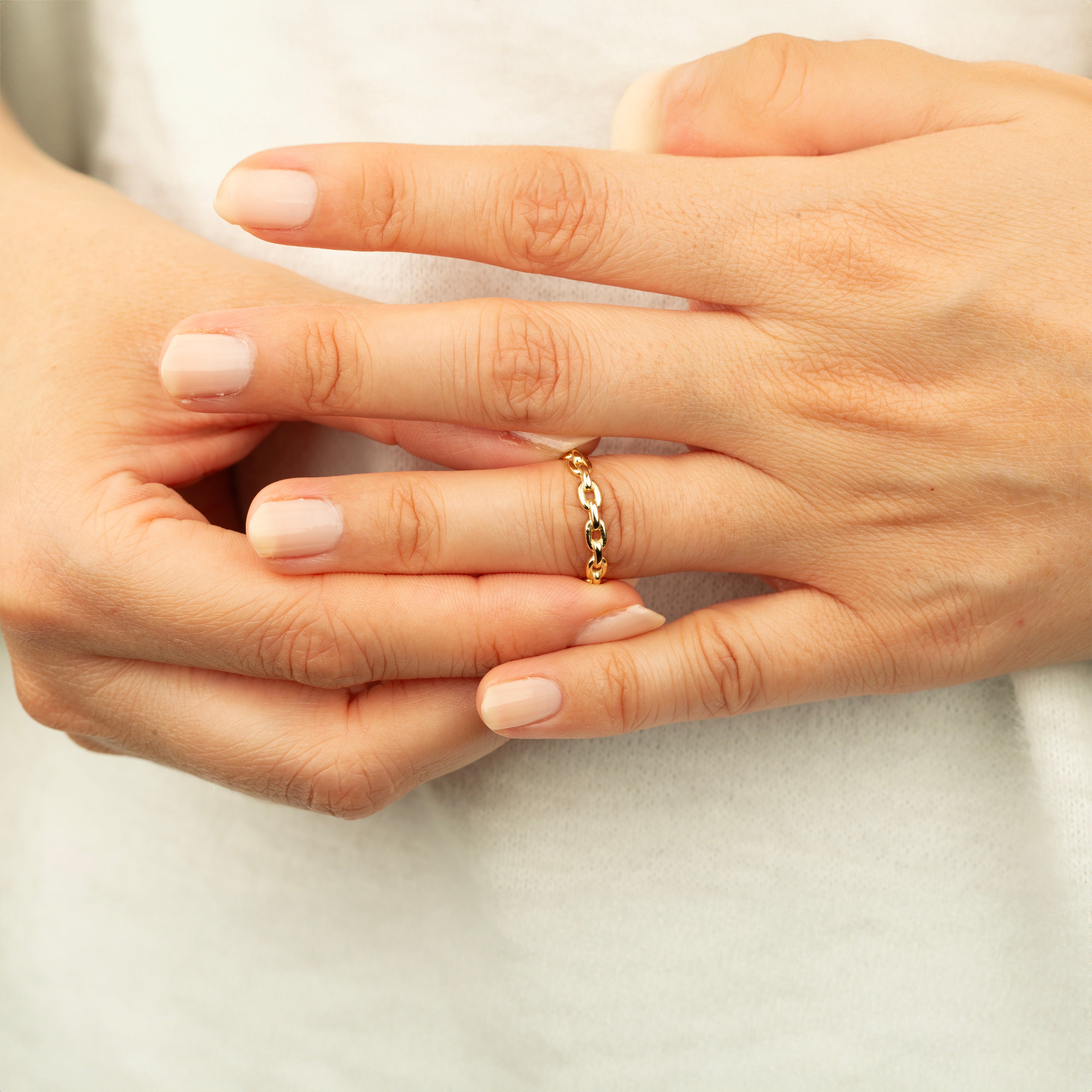 14K Solid Gold Chain Link Ring