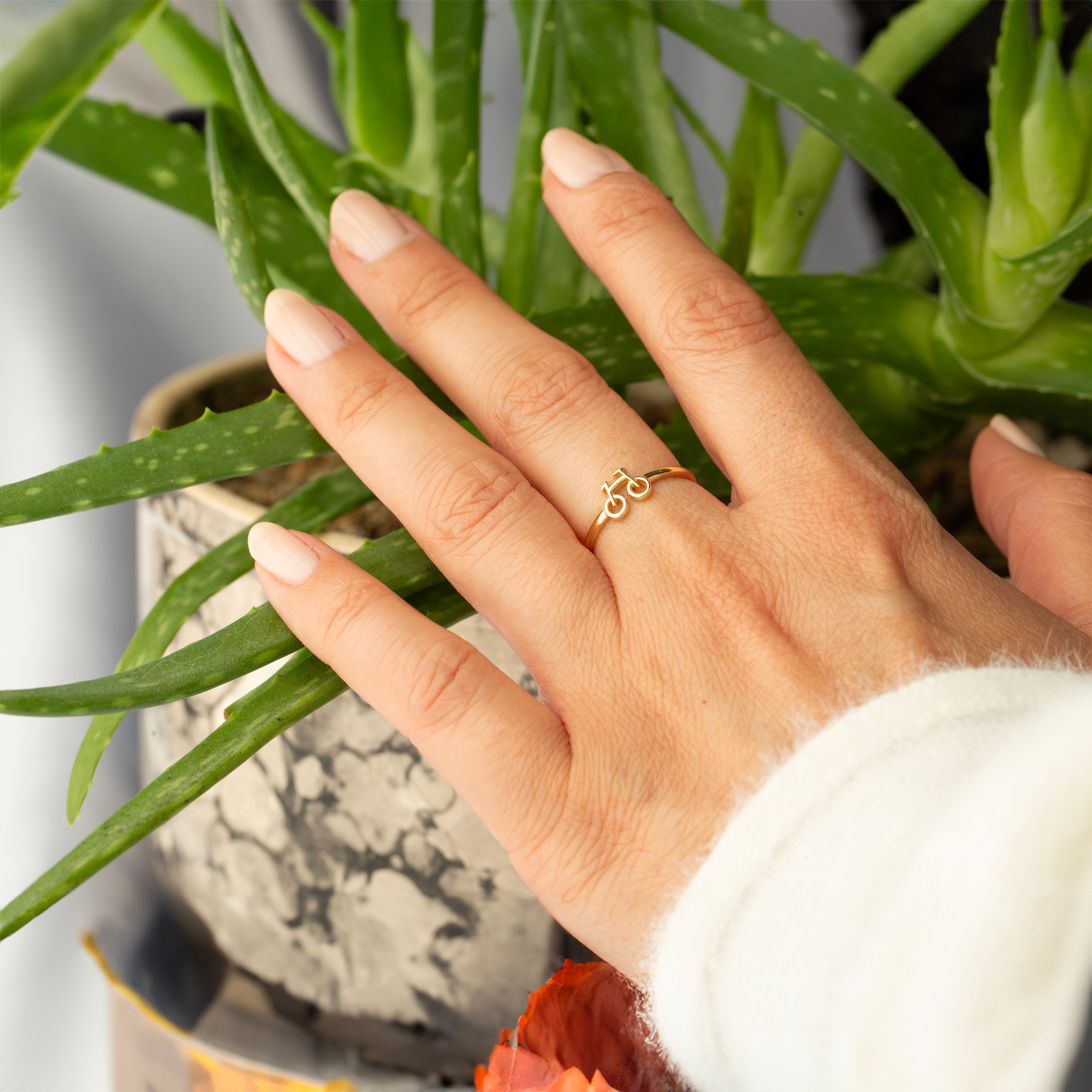 14K Solid Gold Bicycle Ring