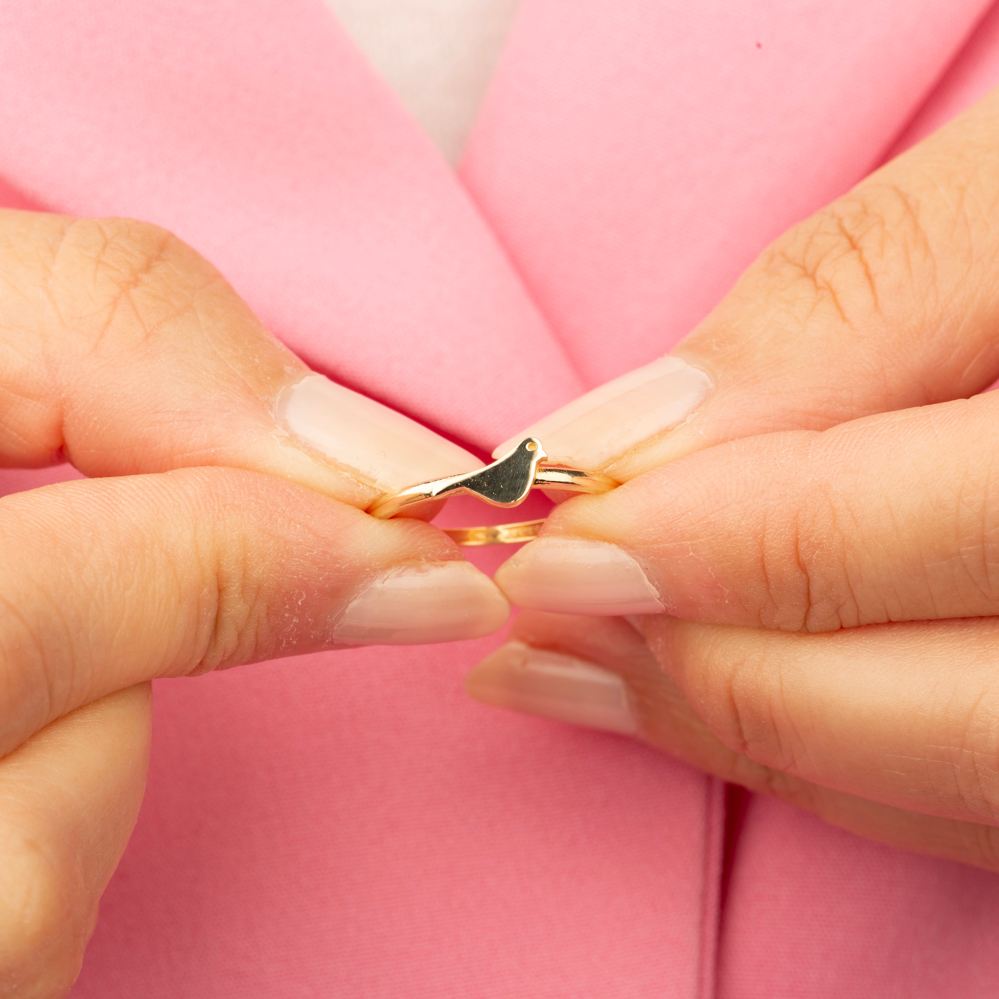 14K Solid Gold Bird Ring