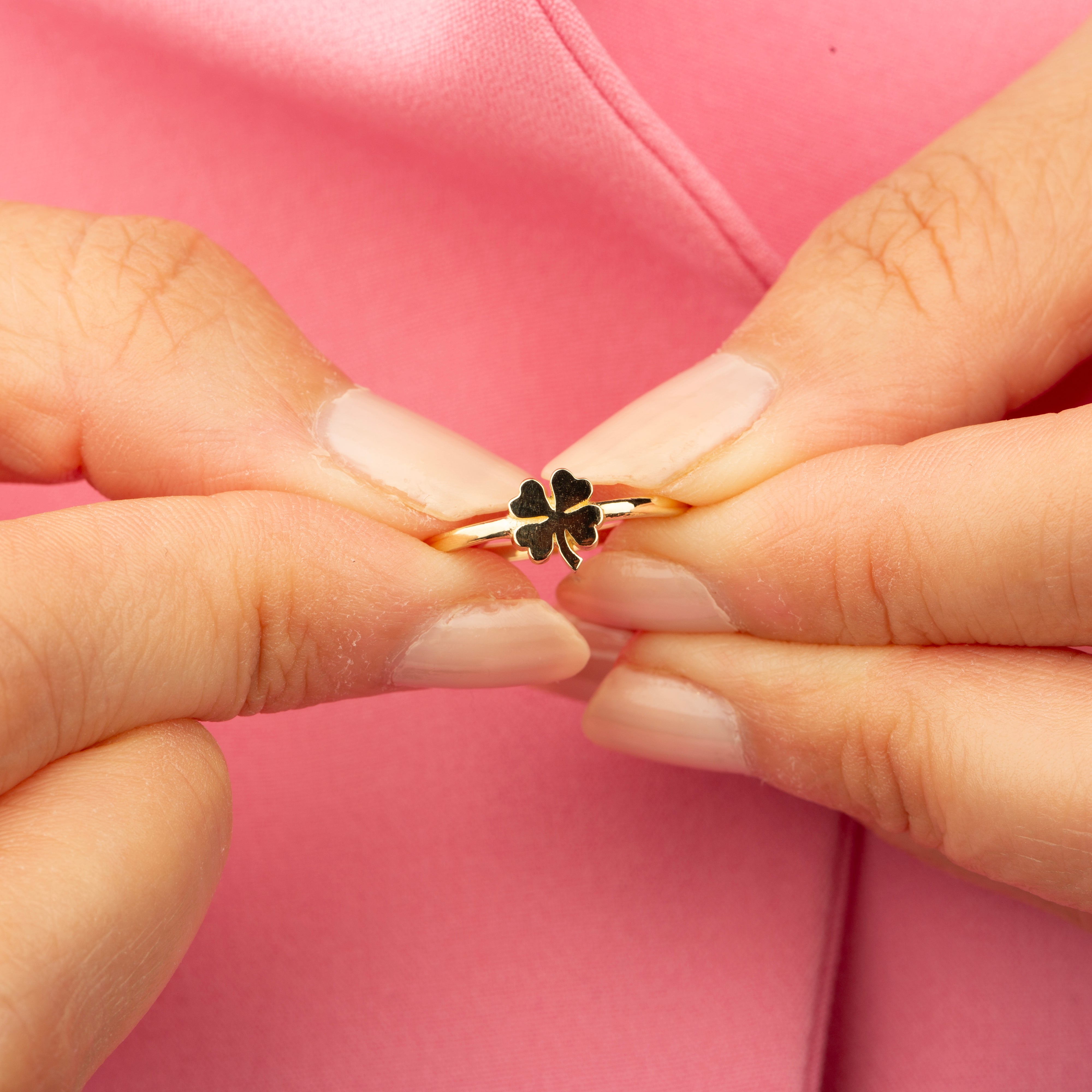 14K Solid Gold Clover Ring - Shamrock Ring