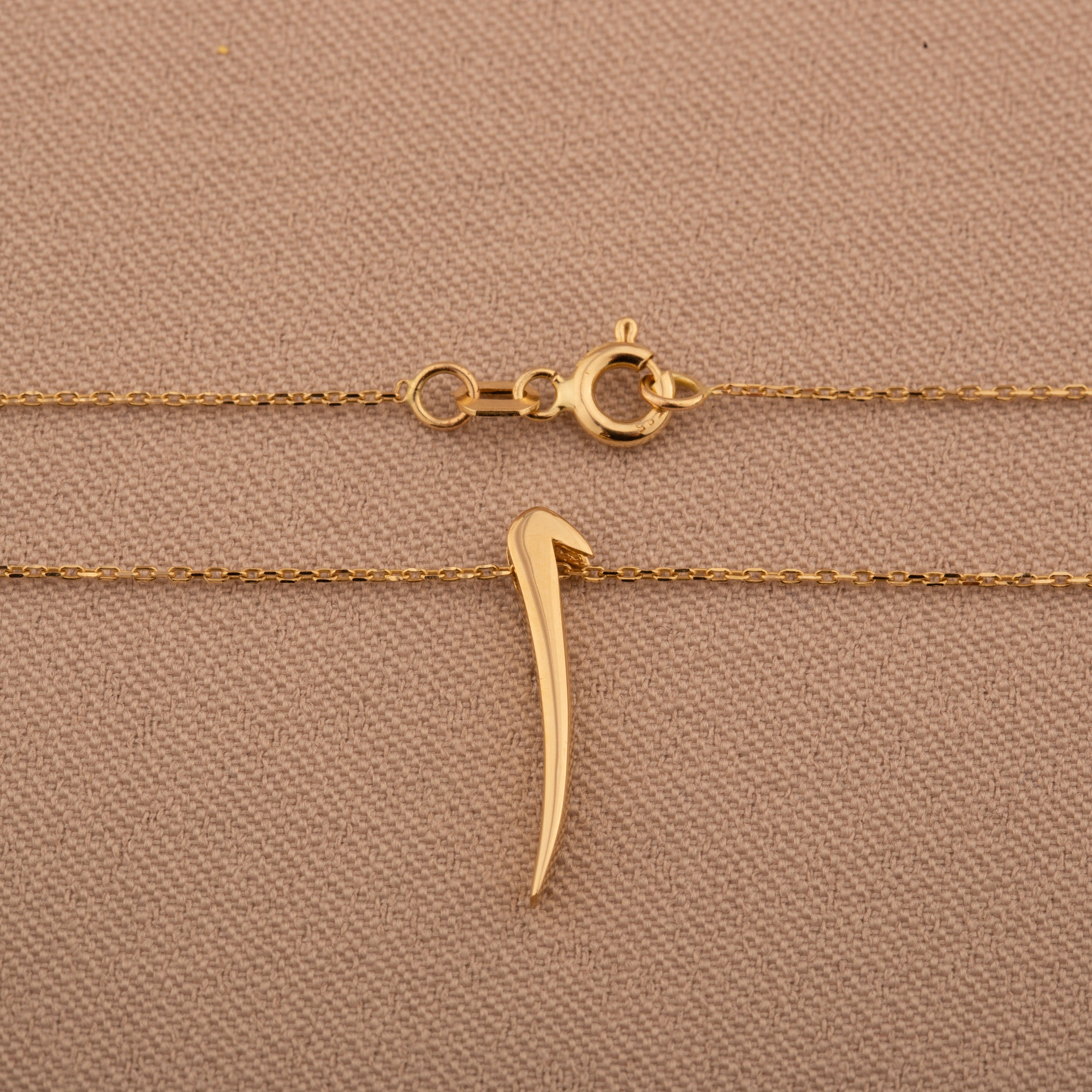 14K Gold Arabic Letter Alif Pendant Necklace